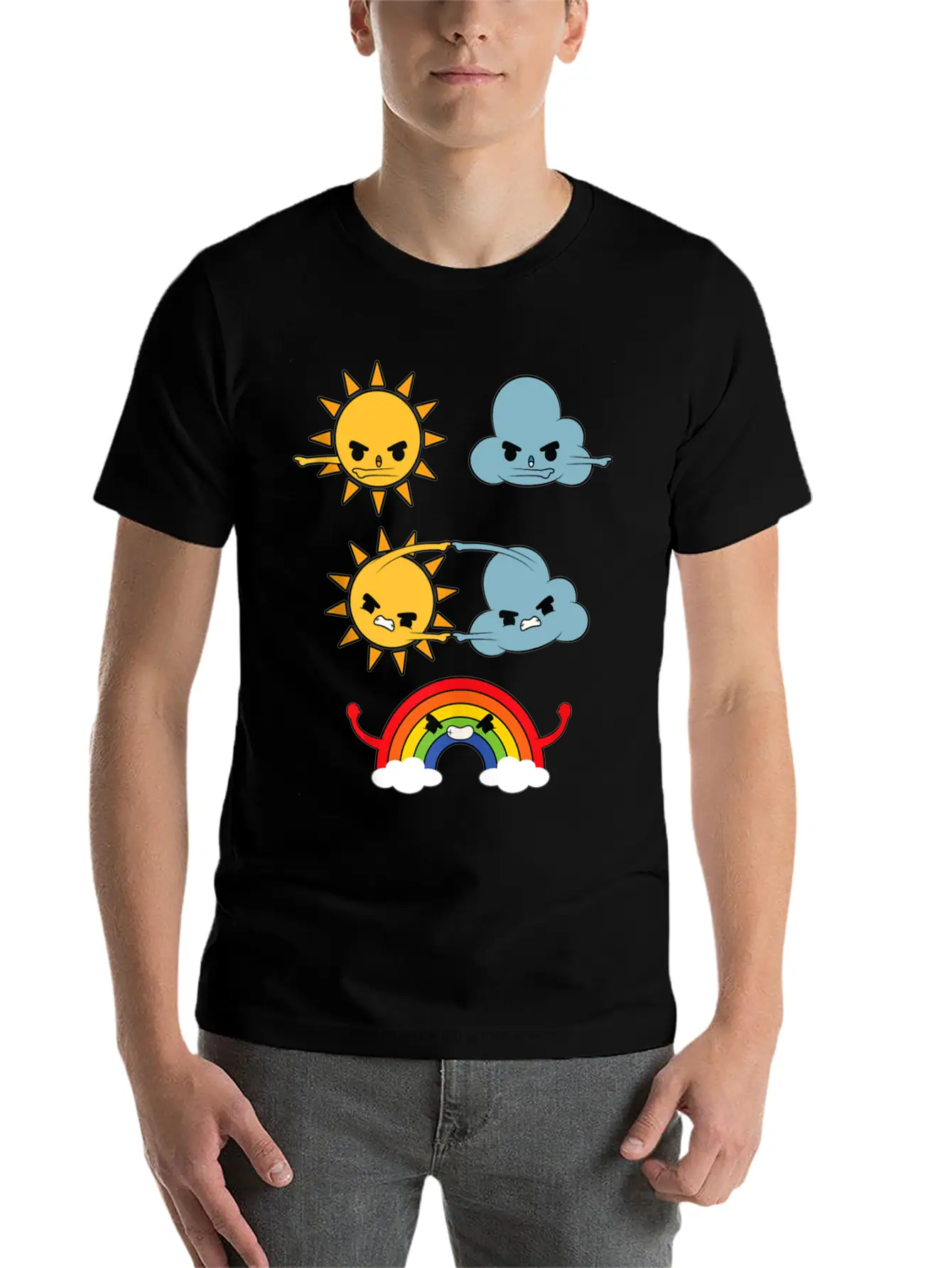 Sun Cloud Rainbow Unisex Short Sleeve Soft Cotton T-Shirt – Casual Everyday Wear