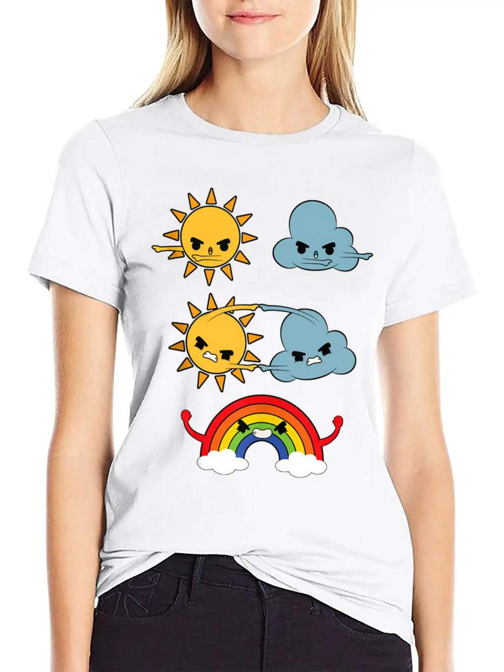 Sun Cloud Rainbow Unisex Short Sleeve Soft Cotton T-Shirt – Casual Everyday Wear
