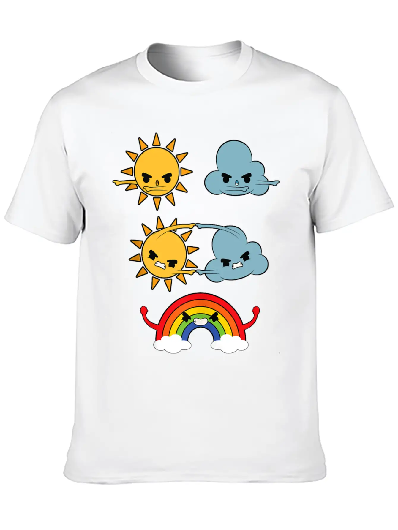Sun Cloud Rainbow Unisex Short Sleeve Soft Cotton T-Shirt – Casual Everyday Wear