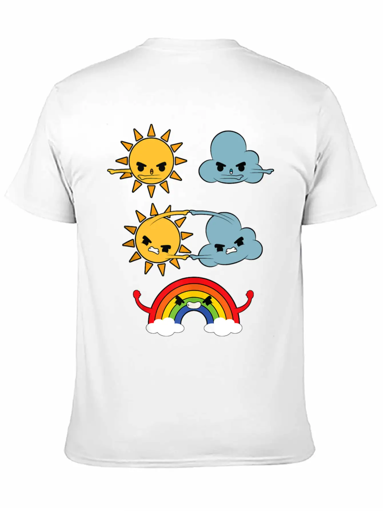 Sun Cloud Rainbow Unisex Short Sleeve Soft Cotton T-Shirt – Casual Everyday Wear