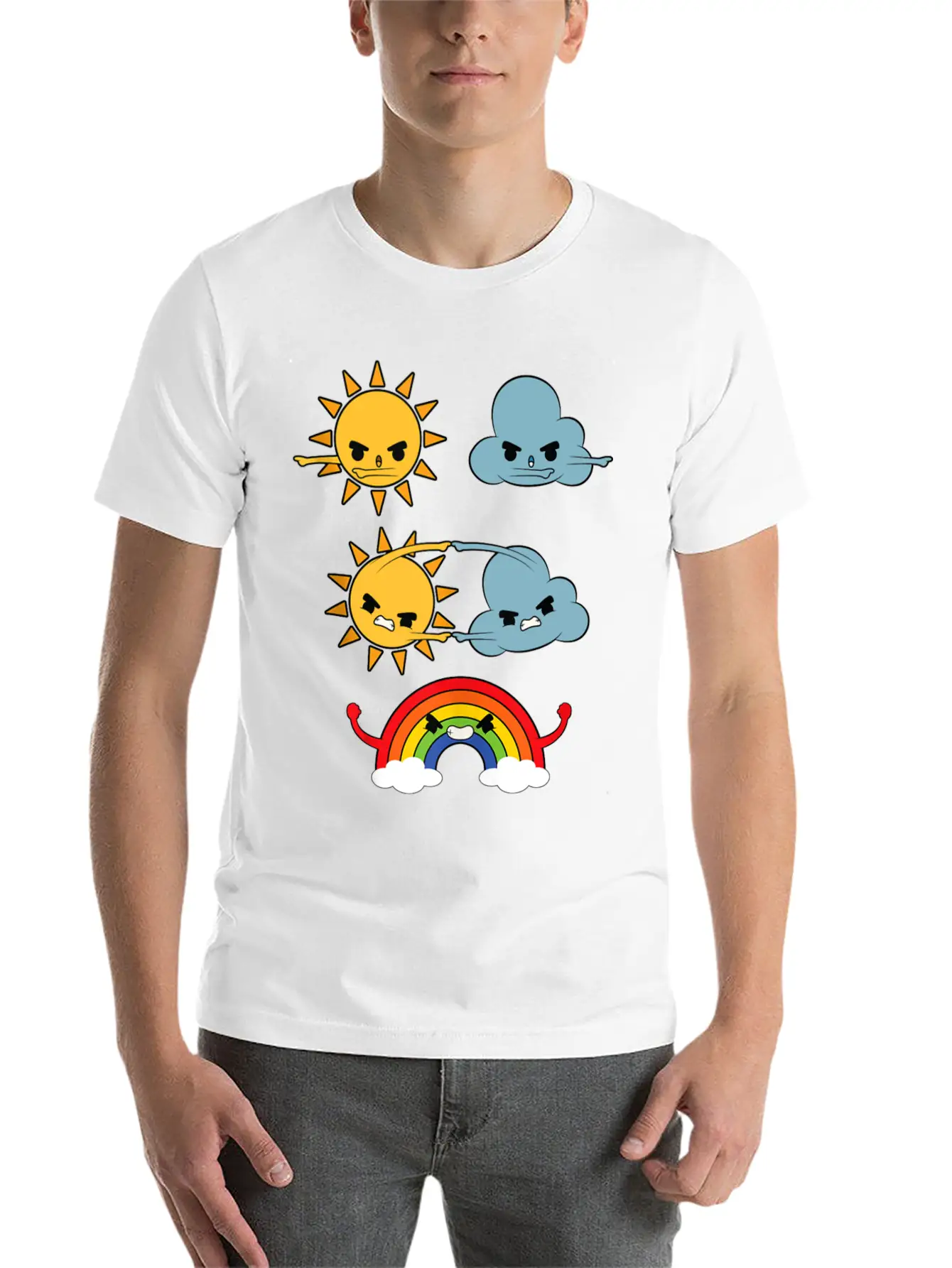 Sun Cloud Rainbow Unisex Short Sleeve Soft Cotton T-Shirt – Casual Everyday Wear