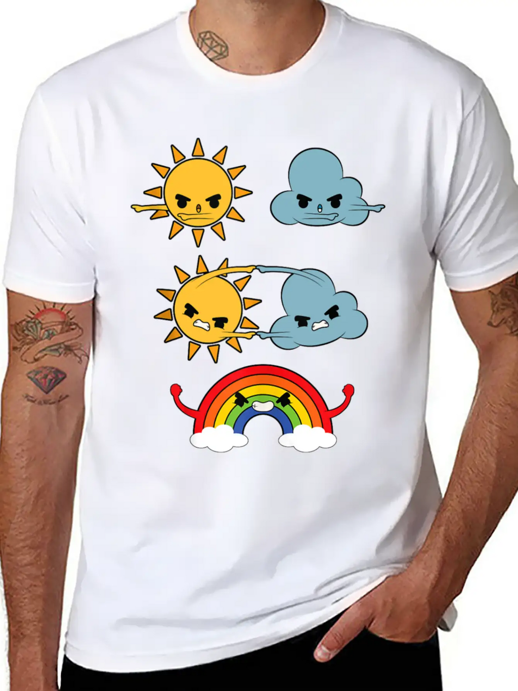 Sun Cloud Rainbow Unisex Short Sleeve Soft Cotton T-Shirt – Casual Everyday Wear