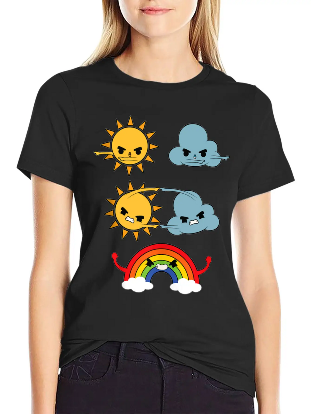 Sun Cloud Rainbow Unisex Short Sleeve Soft Cotton T-Shirt – Casual Everyday Wear