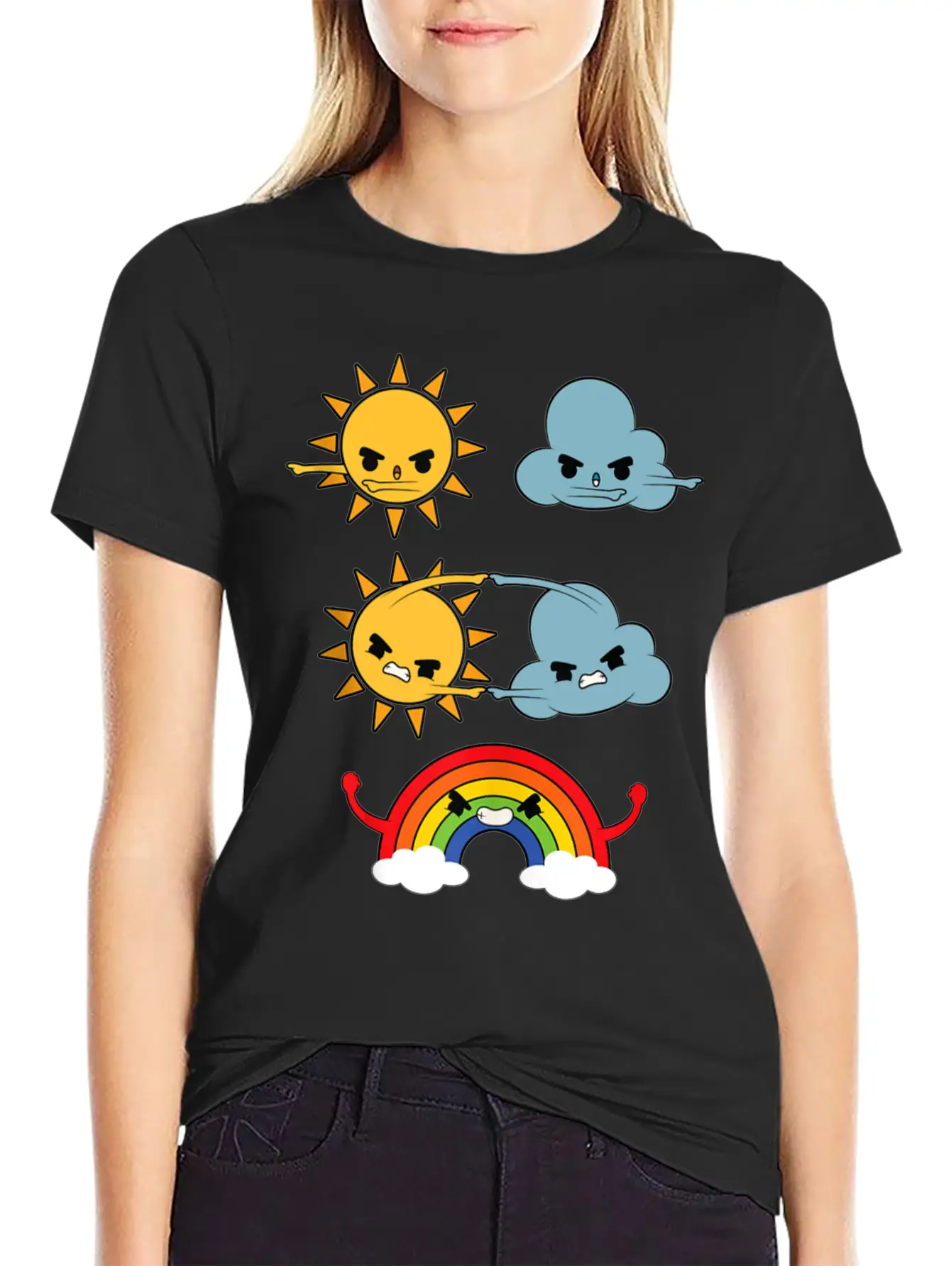 Sun Cloud Rainbow Unisex Short Sleeve Soft Cotton T-Shirt – Casual Everyday Wear