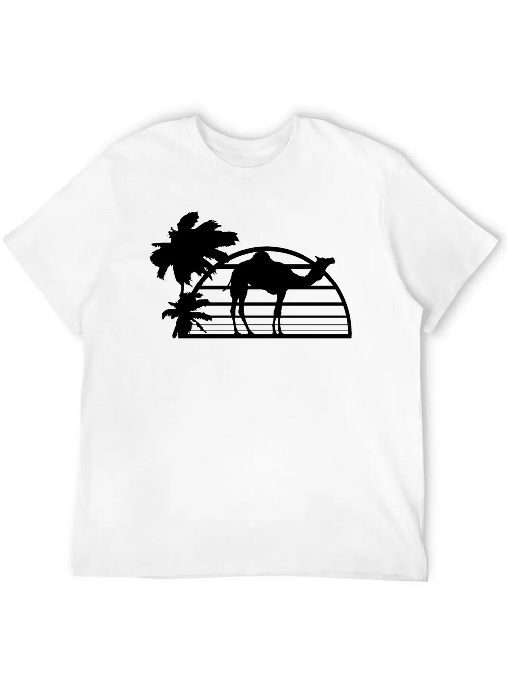 Sun Palm Beach Oasis Evening Camel Silhouette Outl Unisex Casual T-Shirt – Clean Design For Daily Comfort