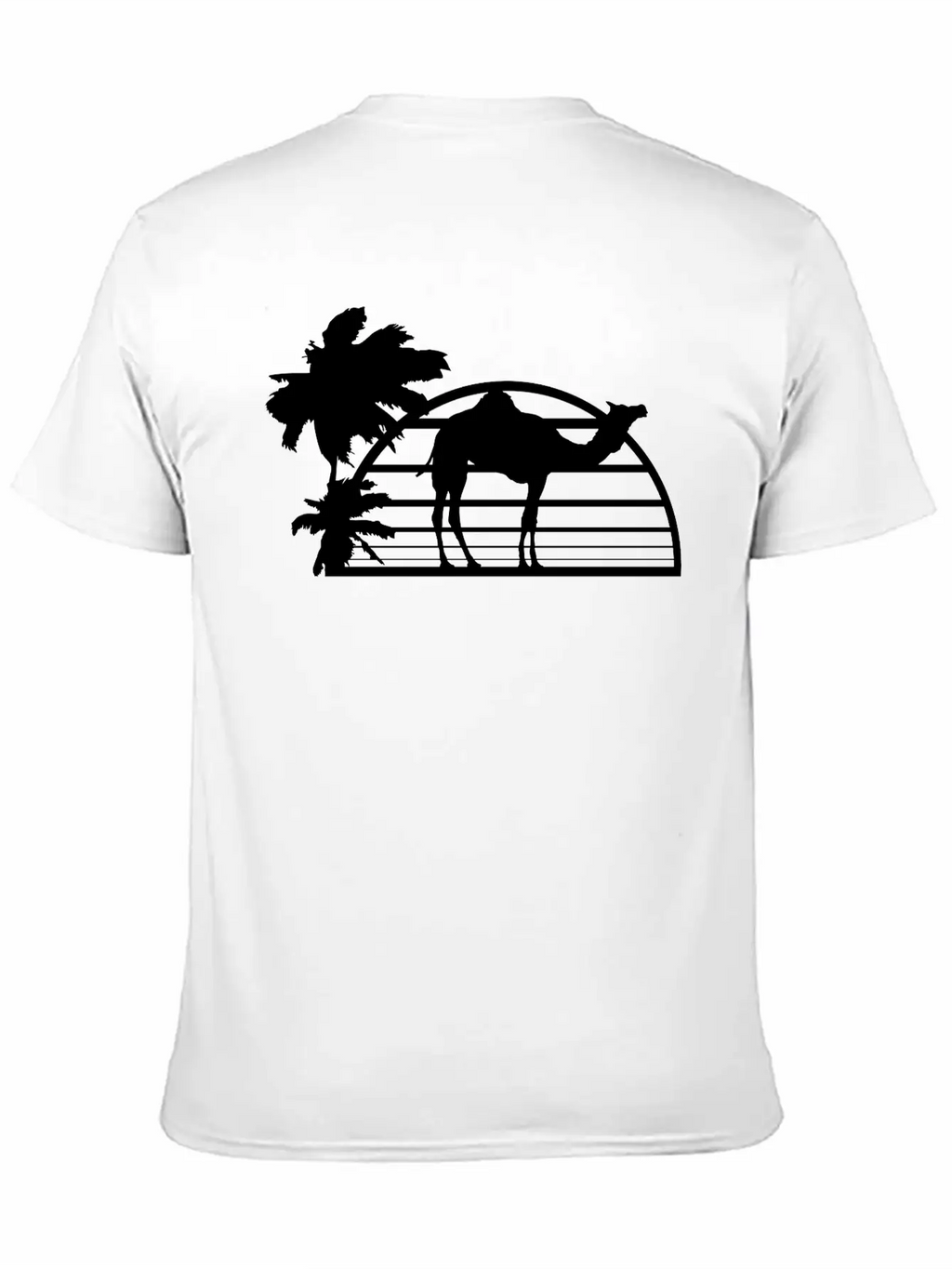 Sun Palm Beach Oasis Evening Camel Silhouette Outl Unisex Casual T-Shirt – Clean Design For Daily Comfort