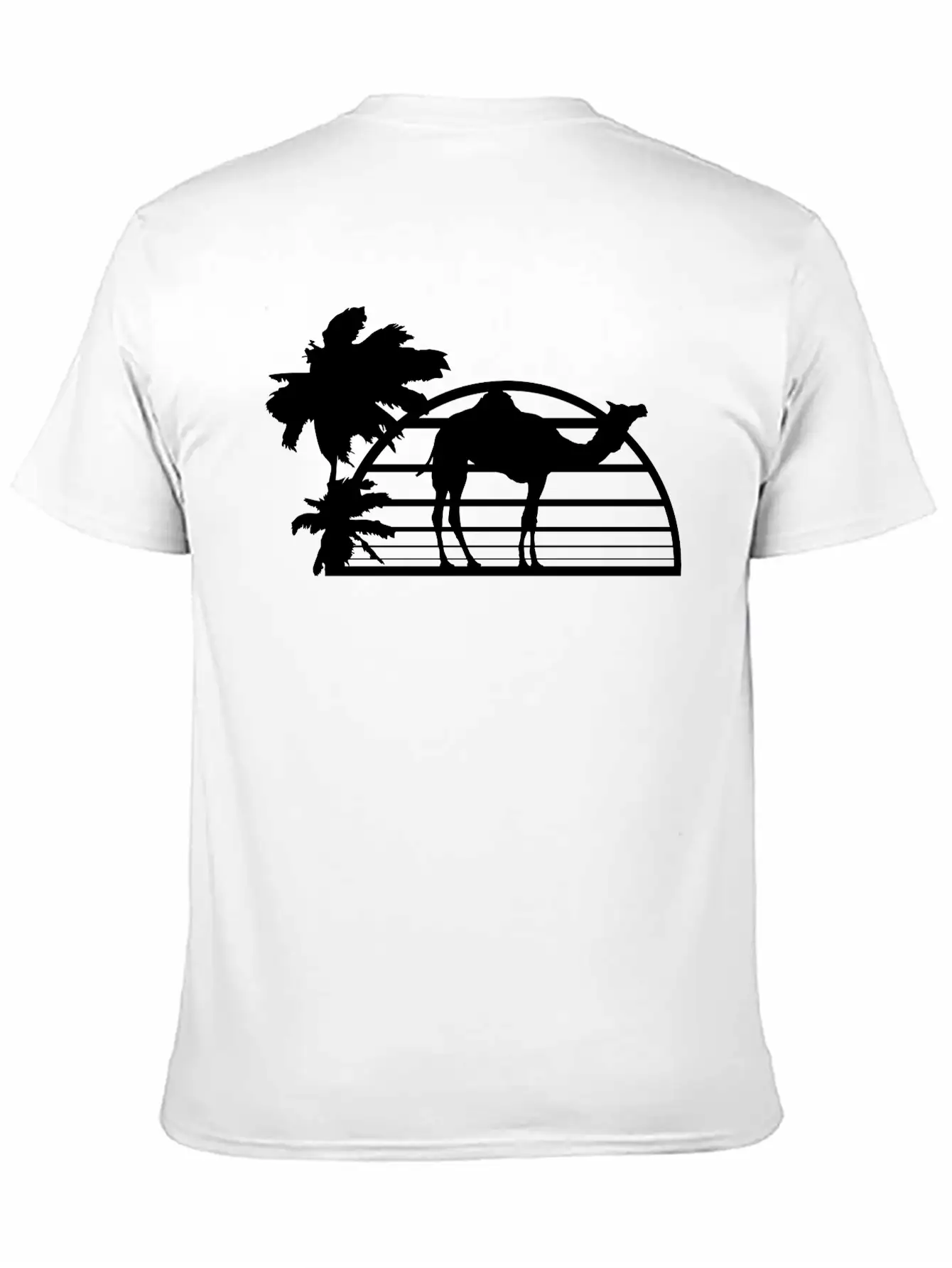 Sun Palm Beach Oasis Evening Camel Silhouette Outl Unisex Casual T-Shirt – Clean Design For Daily Comfort