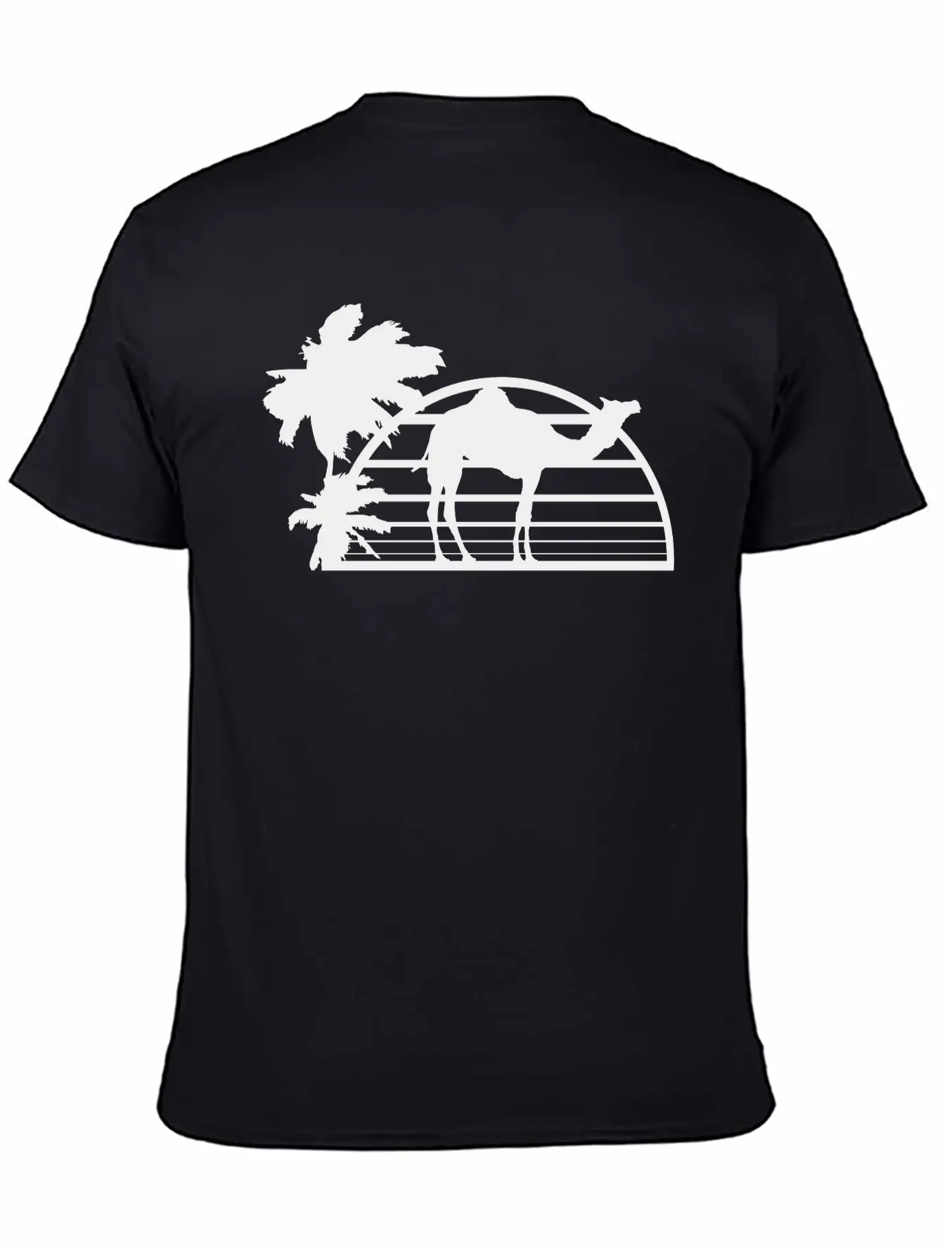 Sun Palm Beach Oasis Evening Camel Silhouette Outl Unisex Casual T-Shirt – Clean Design For Daily Comfort