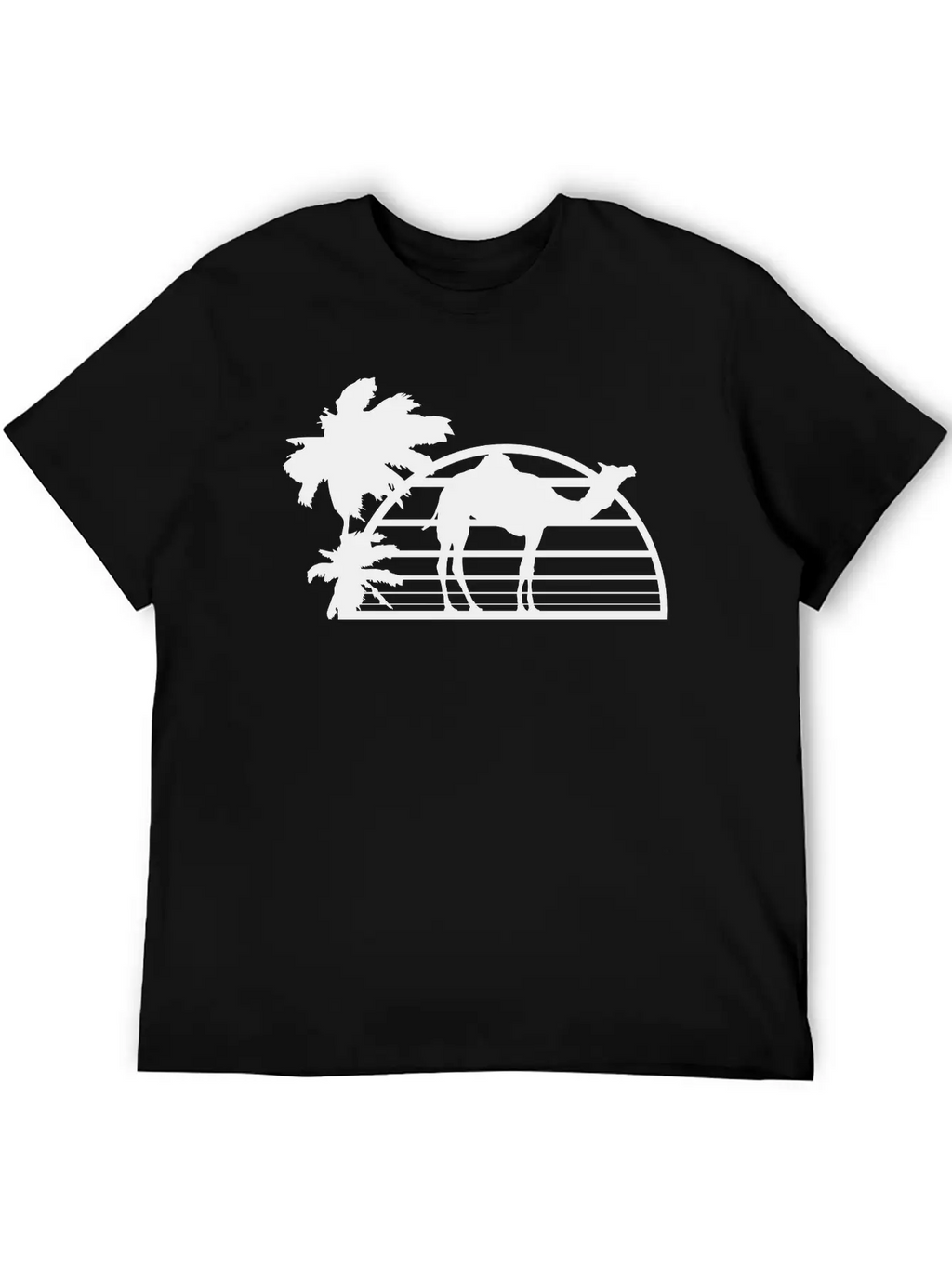 Sun Palm Beach Oasis Evening Camel Silhouette Outl Unisex Casual T-Shirt – Clean Design For Daily Comfort