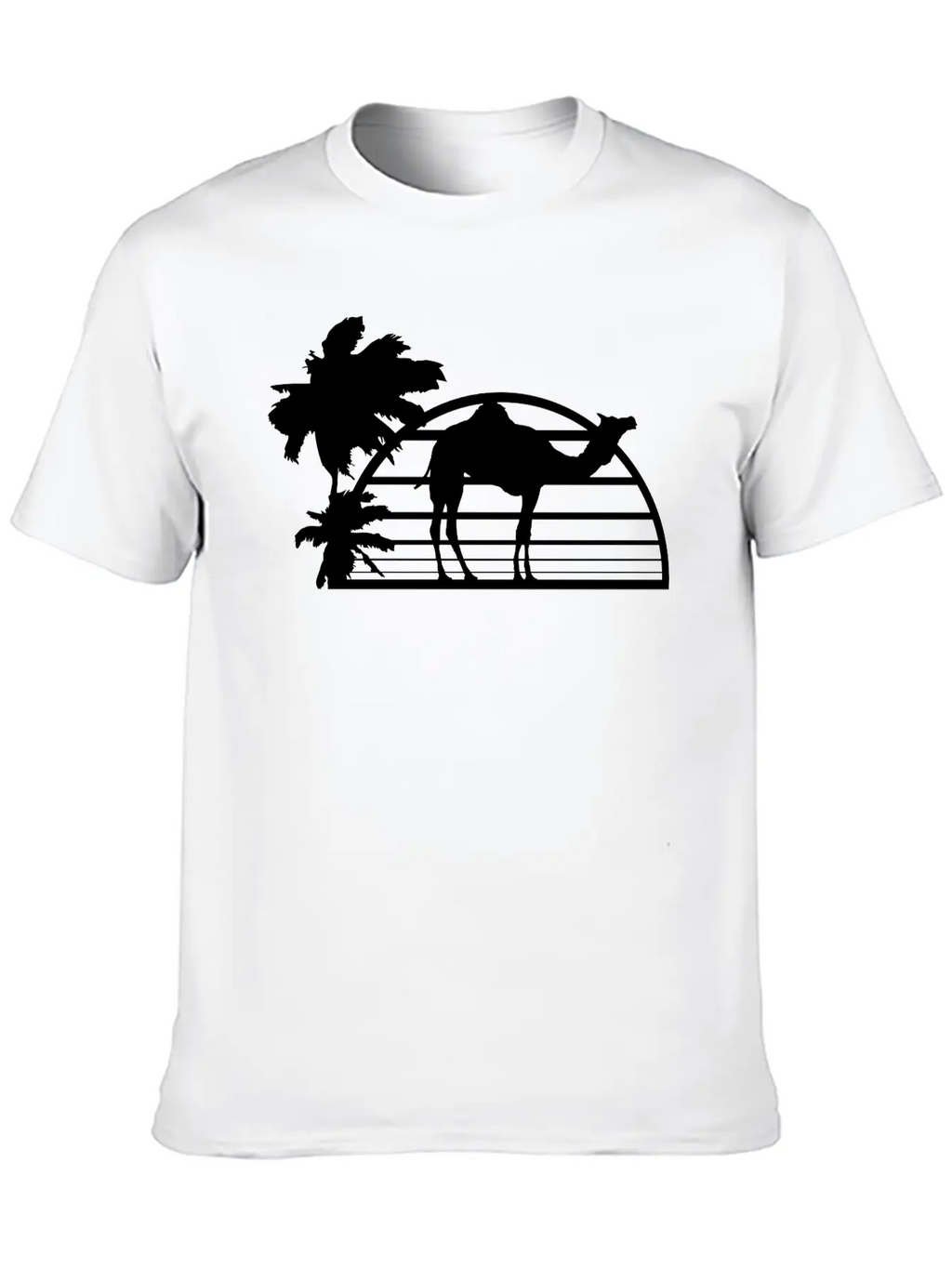 Sun Palm Beach Oasis Evening Camel Silhouette Outl Unisex Casual T-Shirt – Clean Design For Daily Comfort
