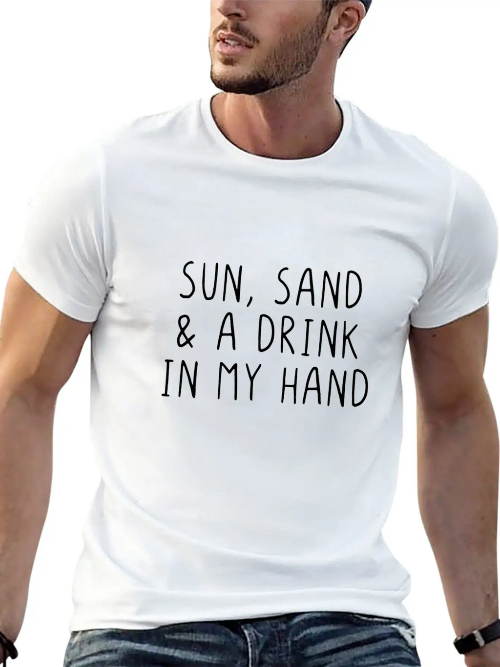 Sun, Sand & A Drink In My Hand Unisex Casual T-Shirt – Clean Design For Daily Comfort