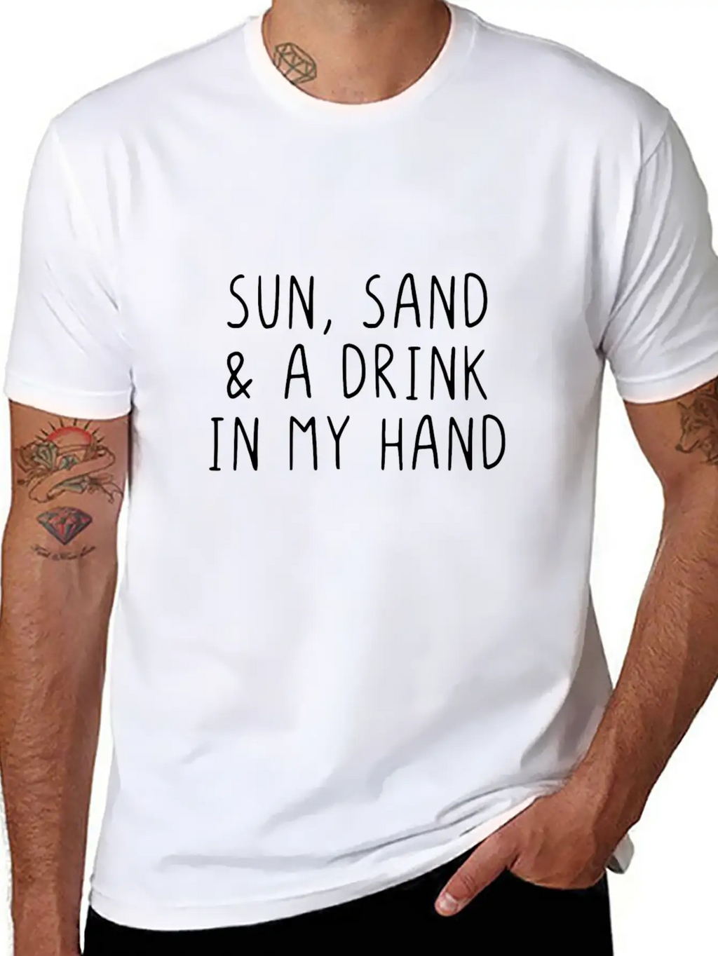Sun, Sand & A Drink In My Hand Unisex Casual T-Shirt – Clean Design For Daily Comfort