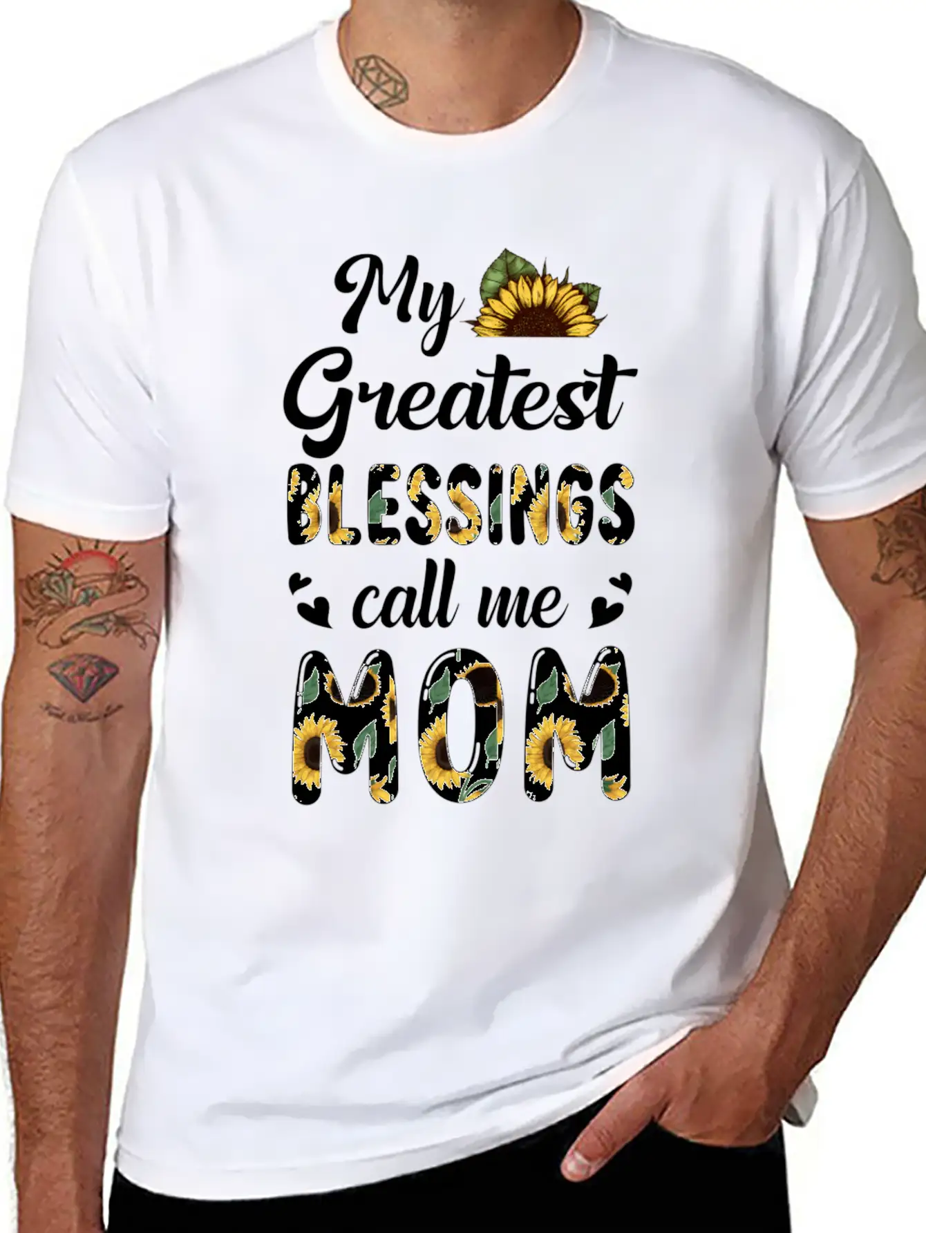 Sunflower My Greatest Blessings Call Me Mom Classic Fit Graphic Tee For Daily Comfort – Unisex Cotton Shirt