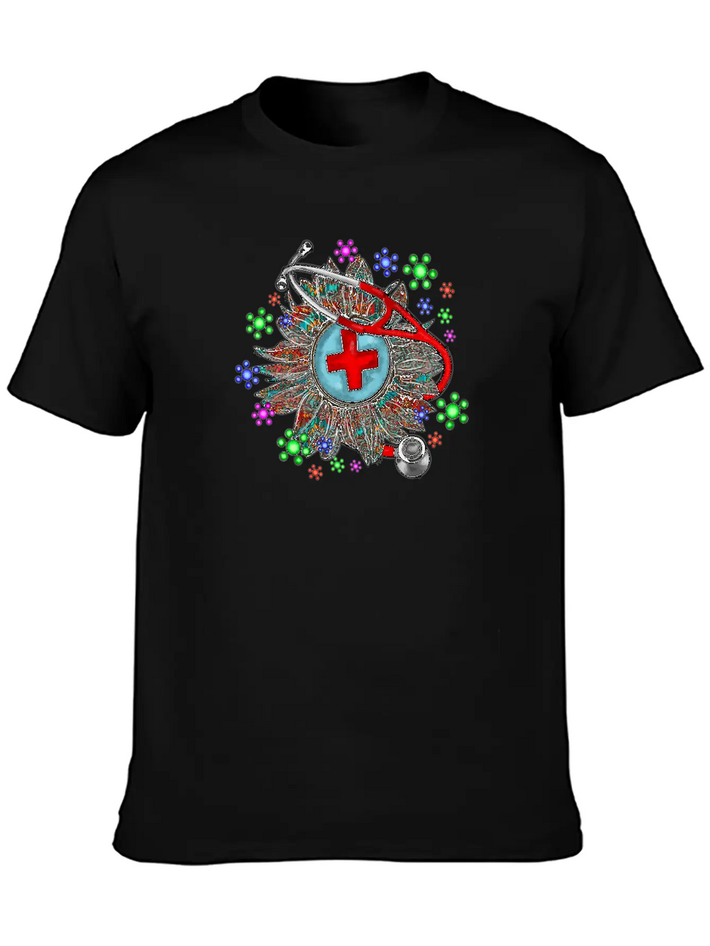 Sunflower Stethoscope Unisex Short Sleeve Soft Cotton T-Shirt – Casual Everyday Wear