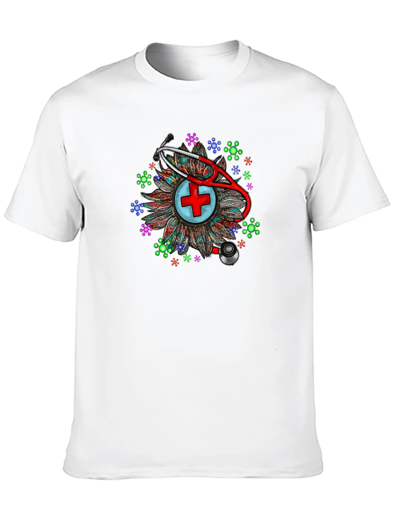 Sunflower Stethoscope Unisex Short Sleeve Soft Cotton T-Shirt – Casual Everyday Wear