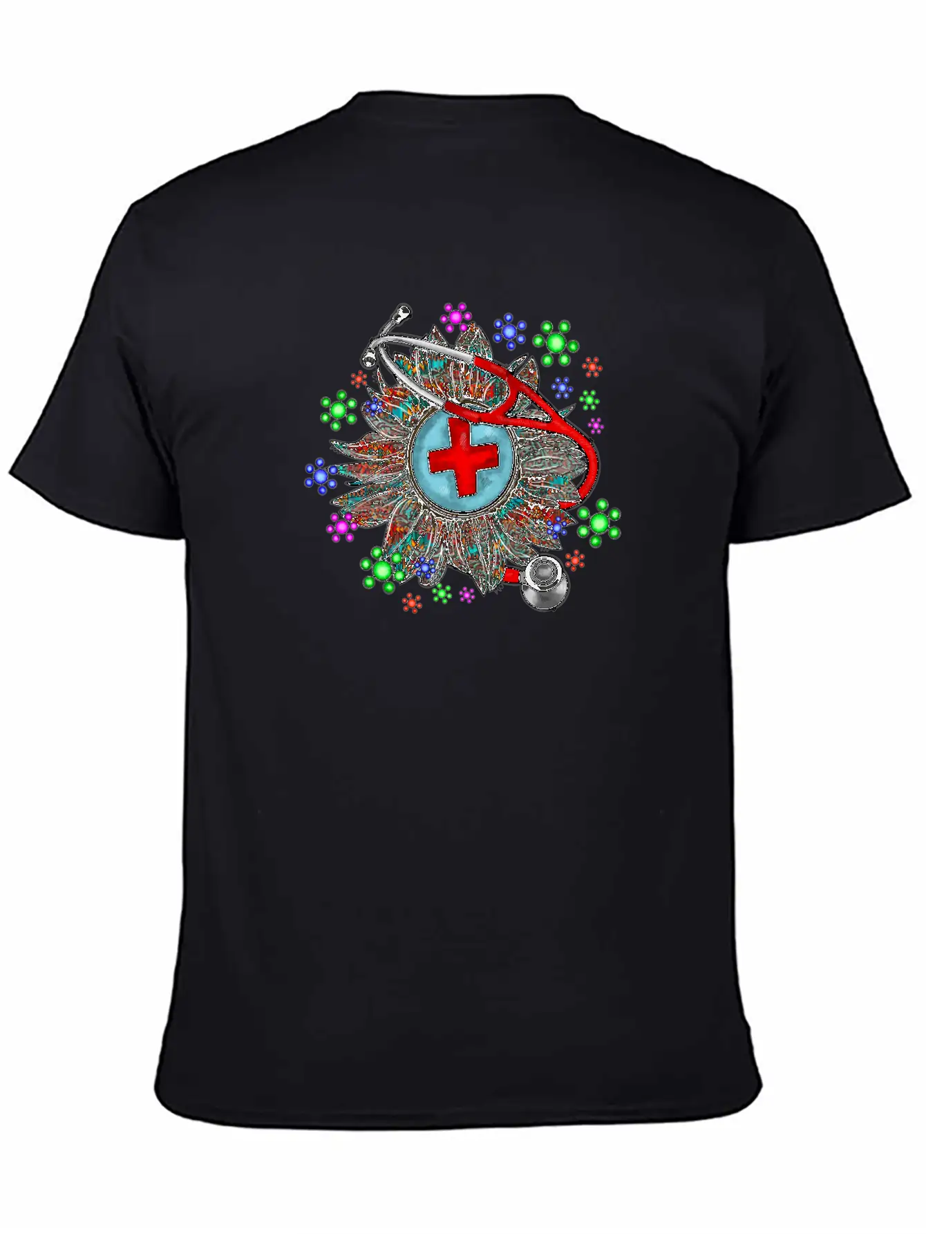 Sunflower Stethoscope Unisex Short Sleeve Soft Cotton T-Shirt – Casual Everyday Wear
