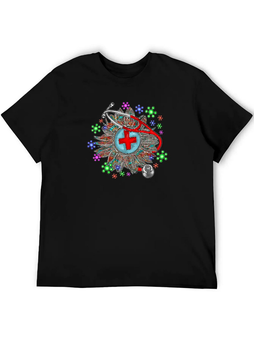 Sunflower Stethoscope Unisex Short Sleeve Soft Cotton T-Shirt – Casual Everyday Wear