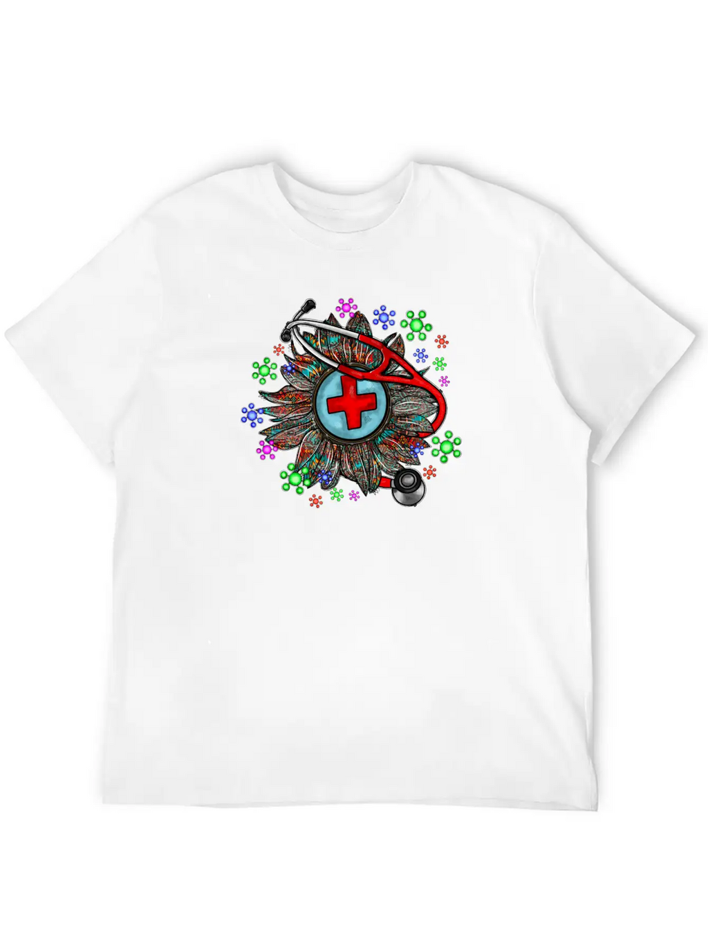 Sunflower Stethoscope Unisex Short Sleeve Soft Cotton T-Shirt – Casual Everyday Wear