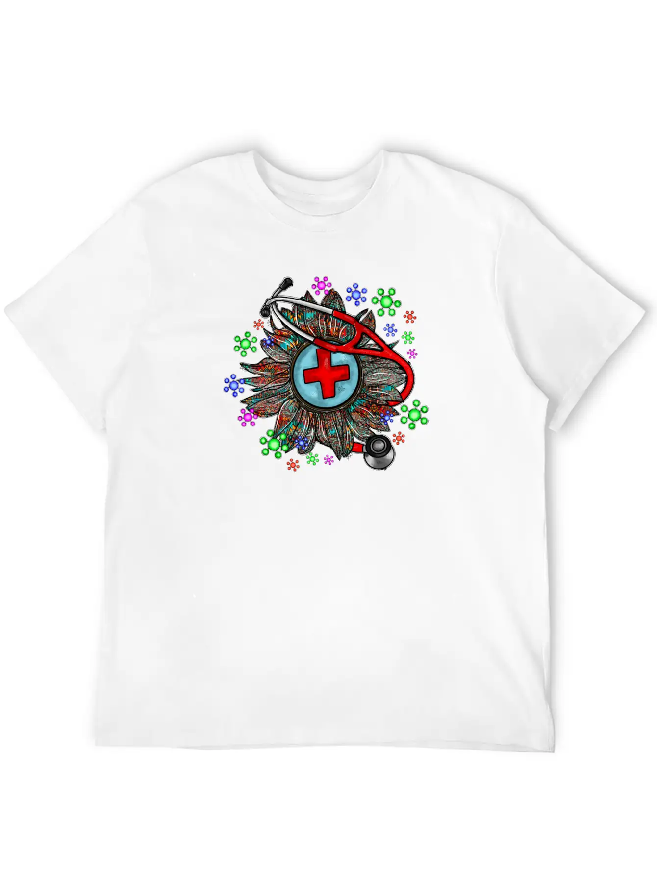 Sunflower Stethoscope Unisex Short Sleeve Soft Cotton T-Shirt – Casual Everyday Wear