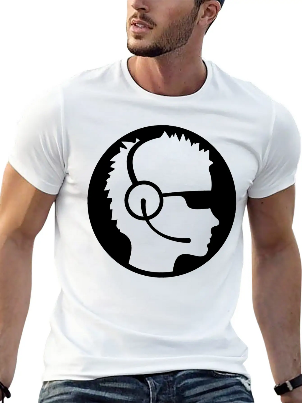 Sunglasses Cool Button Stamp Round Circle Sticker Unisex Casual T-Shirt – Clean Design For Daily Comfort