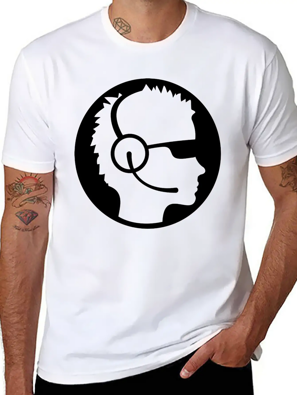 Sunglasses Cool Button Stamp Round Circle Sticker Unisex Casual T-Shirt – Clean Design For Daily Comfort