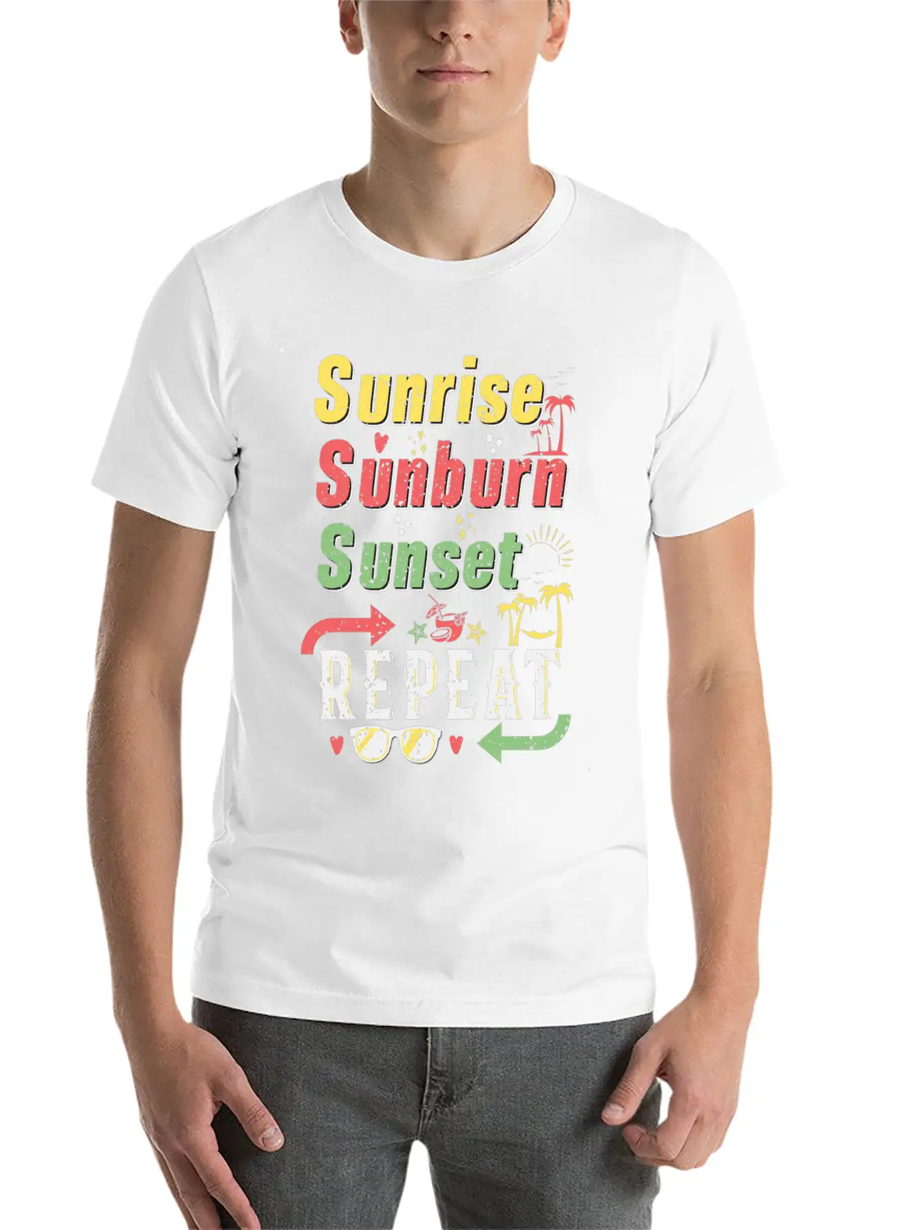 Sunrise Sunset Sunburn Repeat Stylish Everyday T-Shirt – Unisex Basic Cotton Tee