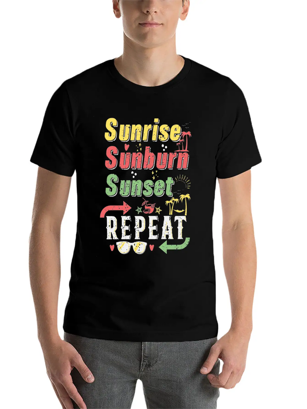 Sunrise Sunset Sunburn Repeat Stylish Everyday T-Shirt – Unisex Basic Cotton Tee
