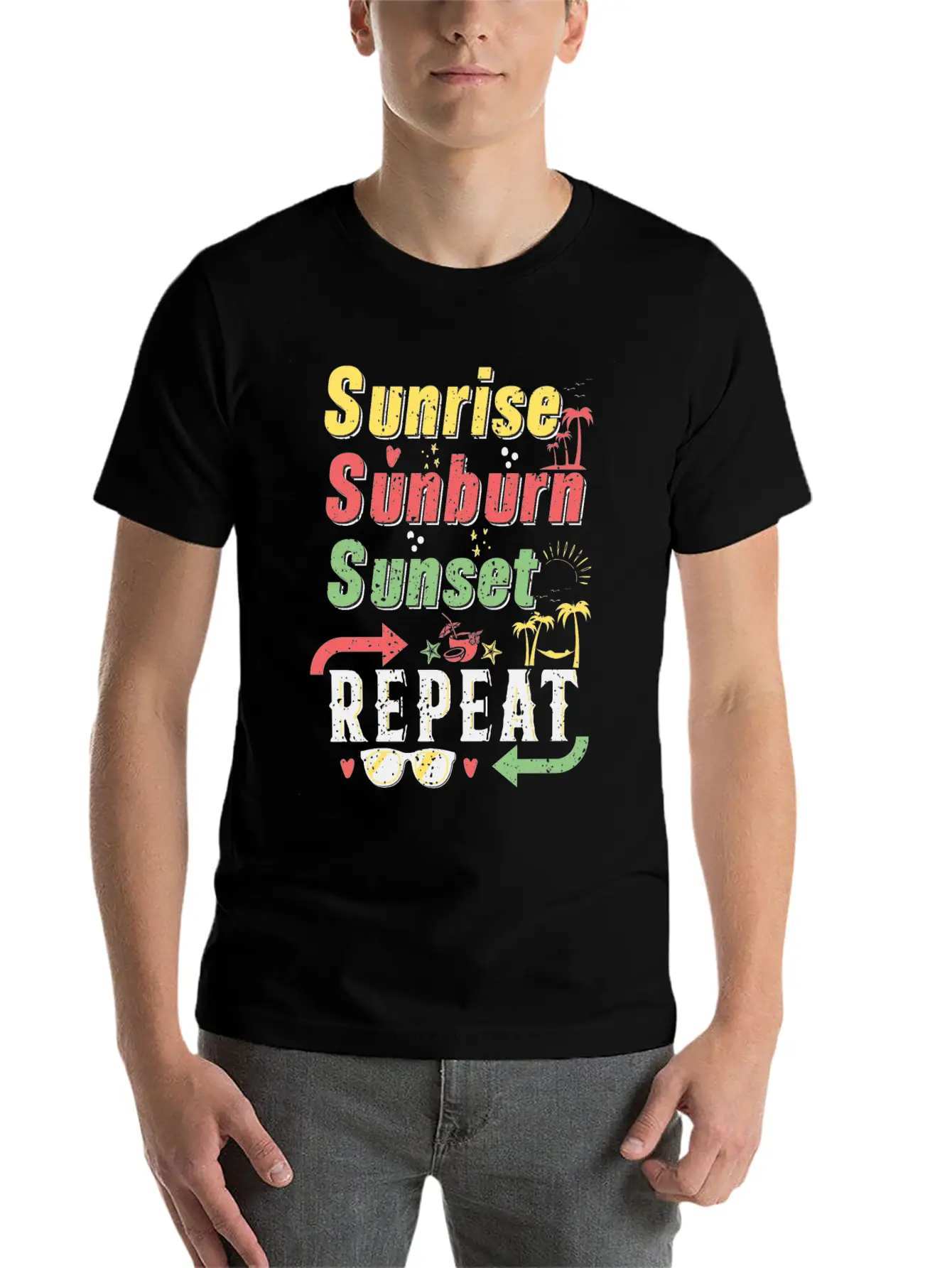 Sunrise Sunset Sunburn Repeat Stylish Everyday T-Shirt – Unisex Basic Cotton Tee