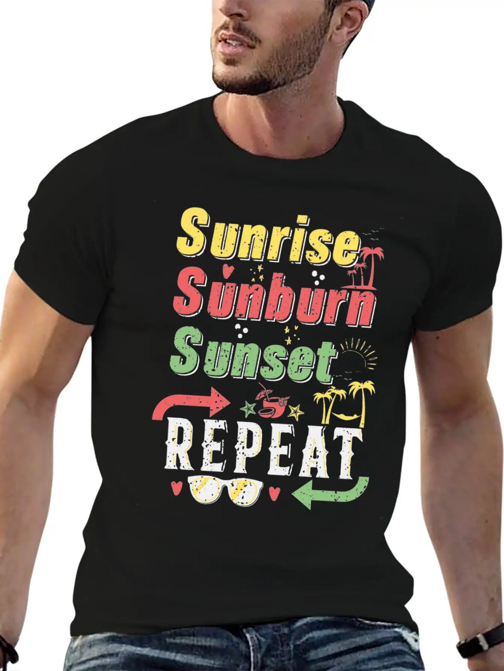 Sunrise Sunset Sunburn Repeat Stylish Everyday T-Shirt – Unisex Basic Cotton Tee