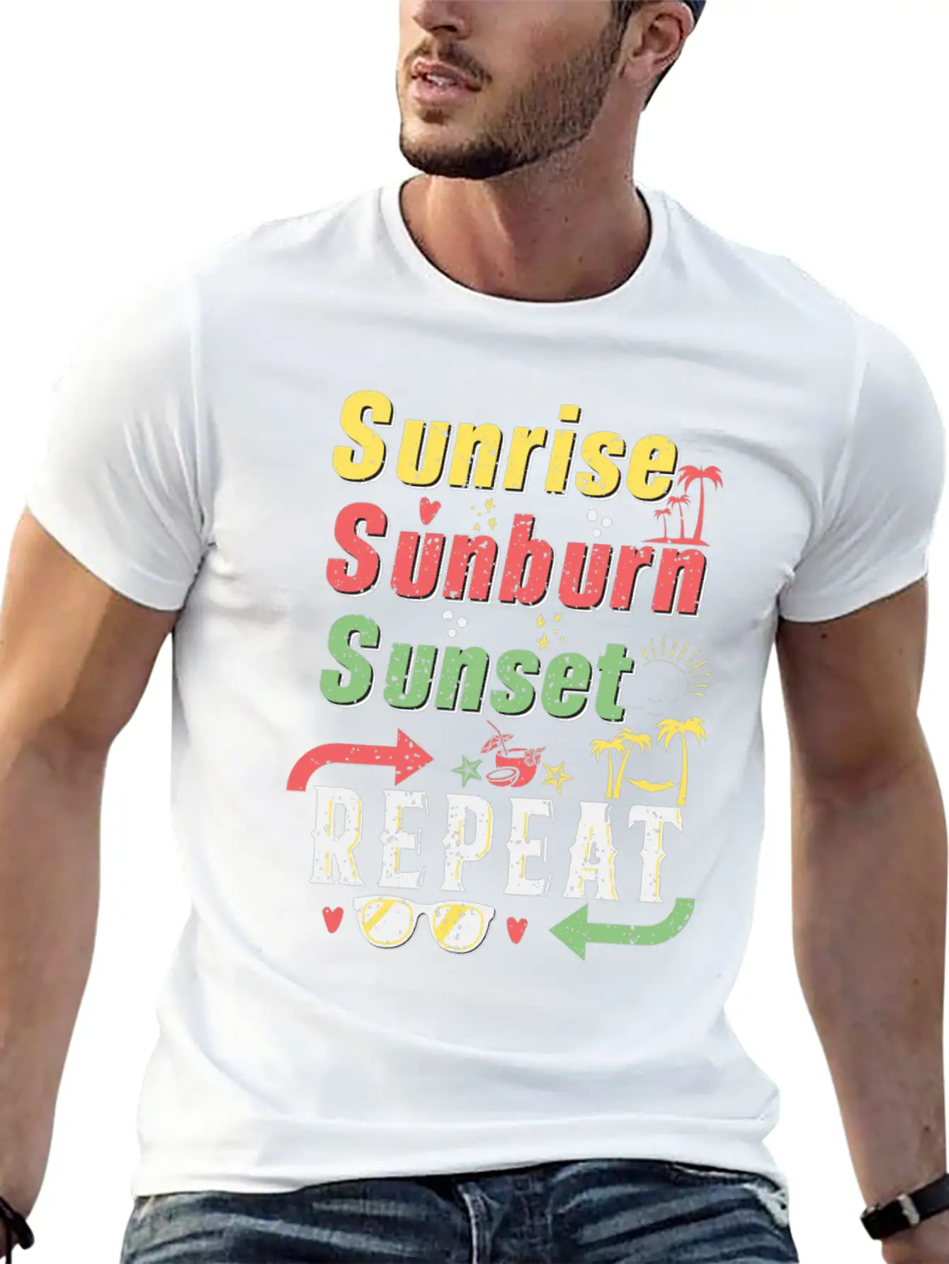 Sunrise Sunset Sunburn Repeat Stylish Everyday T-Shirt – Unisex Basic Cotton Tee