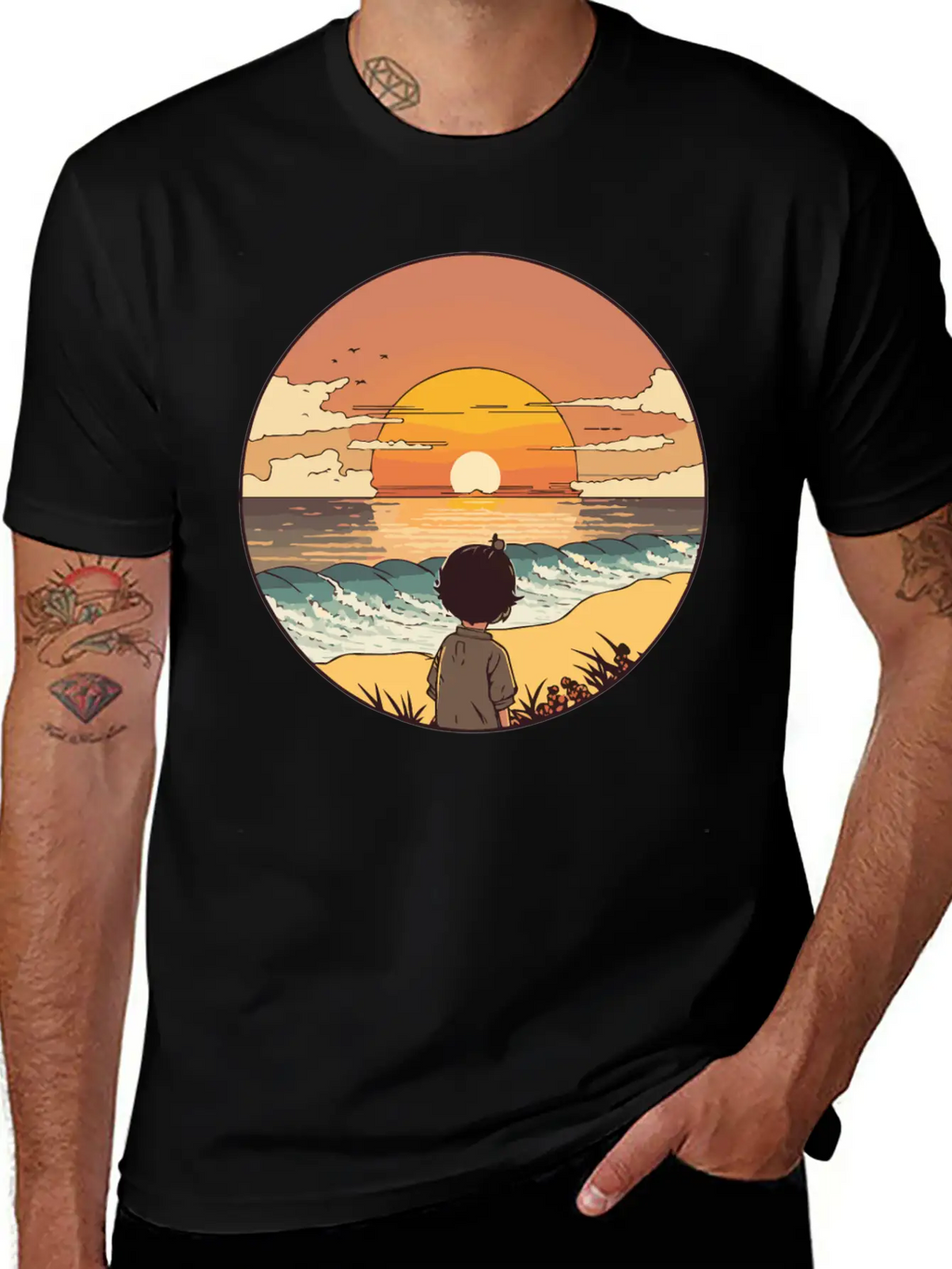 Sunset Beach Unisex Short Sleeve Soft Cotton T-Shirt – Casual Everyday Wear