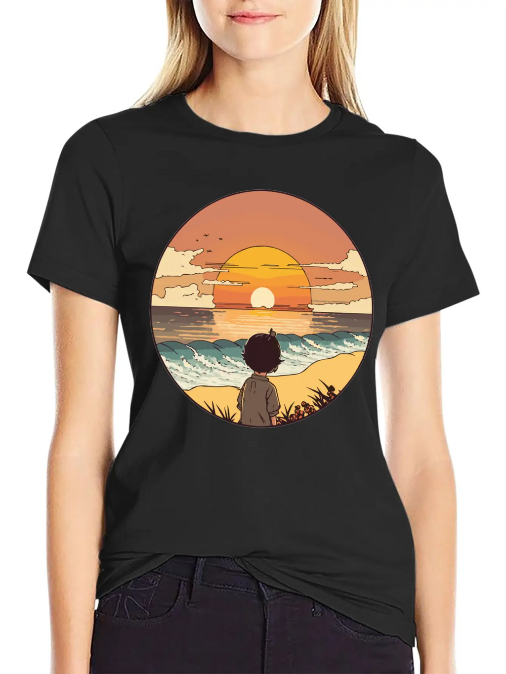 Sunset Beach Unisex Short Sleeve Soft Cotton T-Shirt – Casual Everyday Wear
