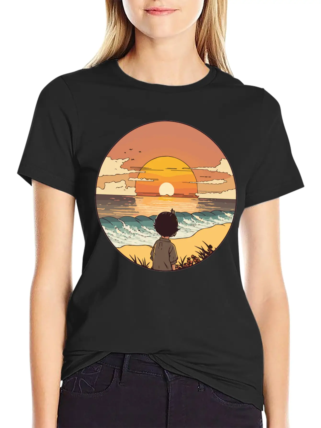 Sunset Beach Unisex Short Sleeve Soft Cotton T-Shirt – Casual Everyday Wear