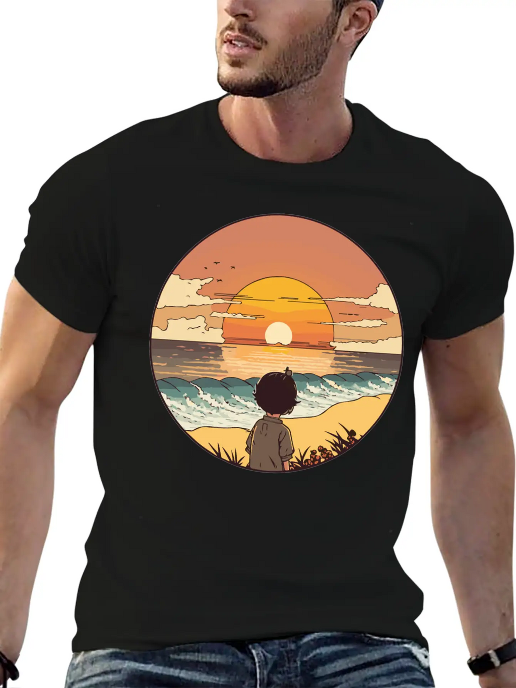 Sunset Beach Unisex Short Sleeve Soft Cotton T-Shirt – Casual Everyday Wear