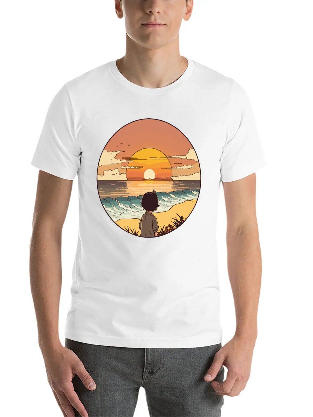 Sunset Beach Unisex Short Sleeve Soft Cotton T-Shirt – Casual Everyday Wear