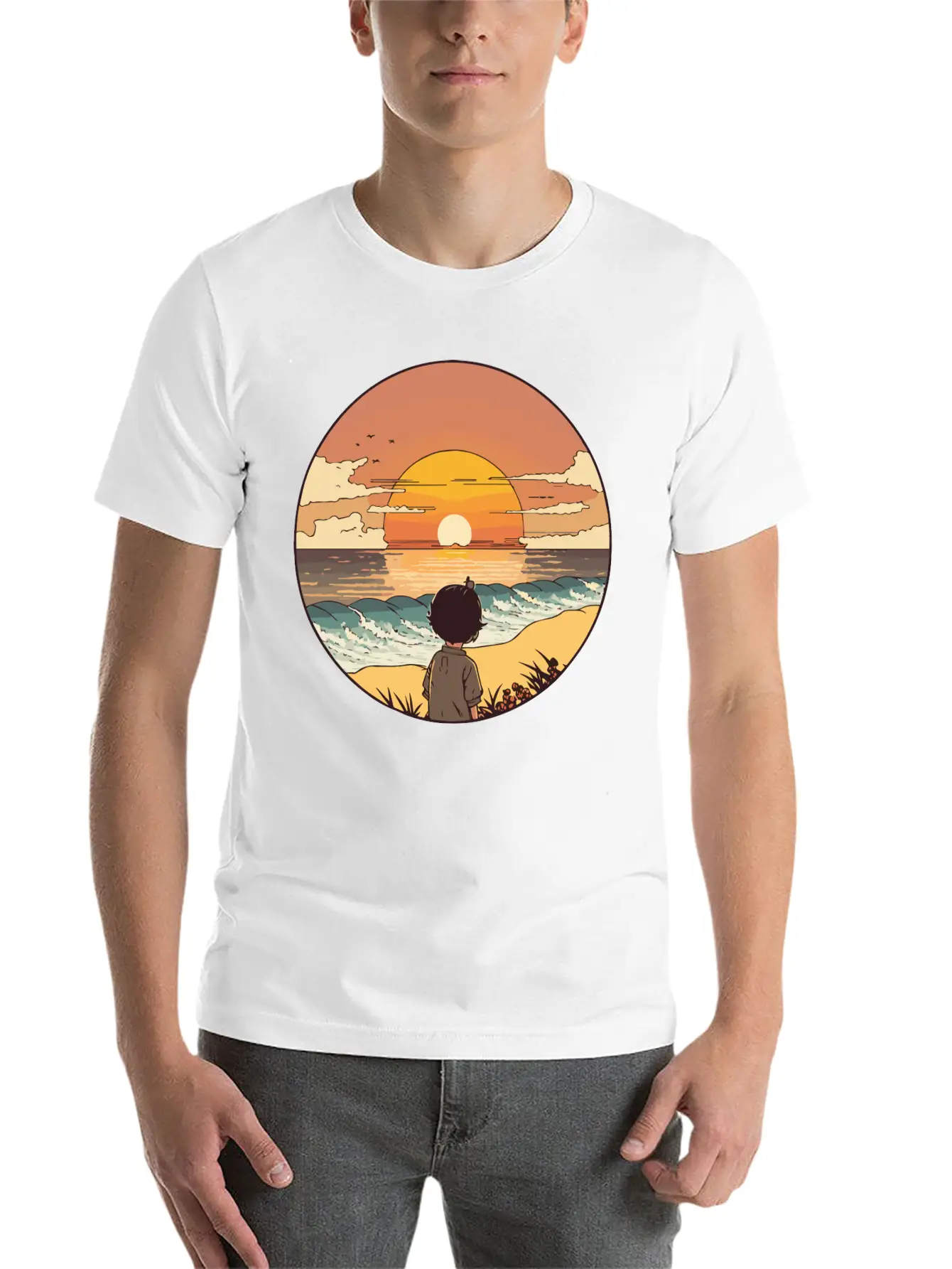 Sunset Beach Unisex Short Sleeve Soft Cotton T-Shirt – Casual Everyday Wear