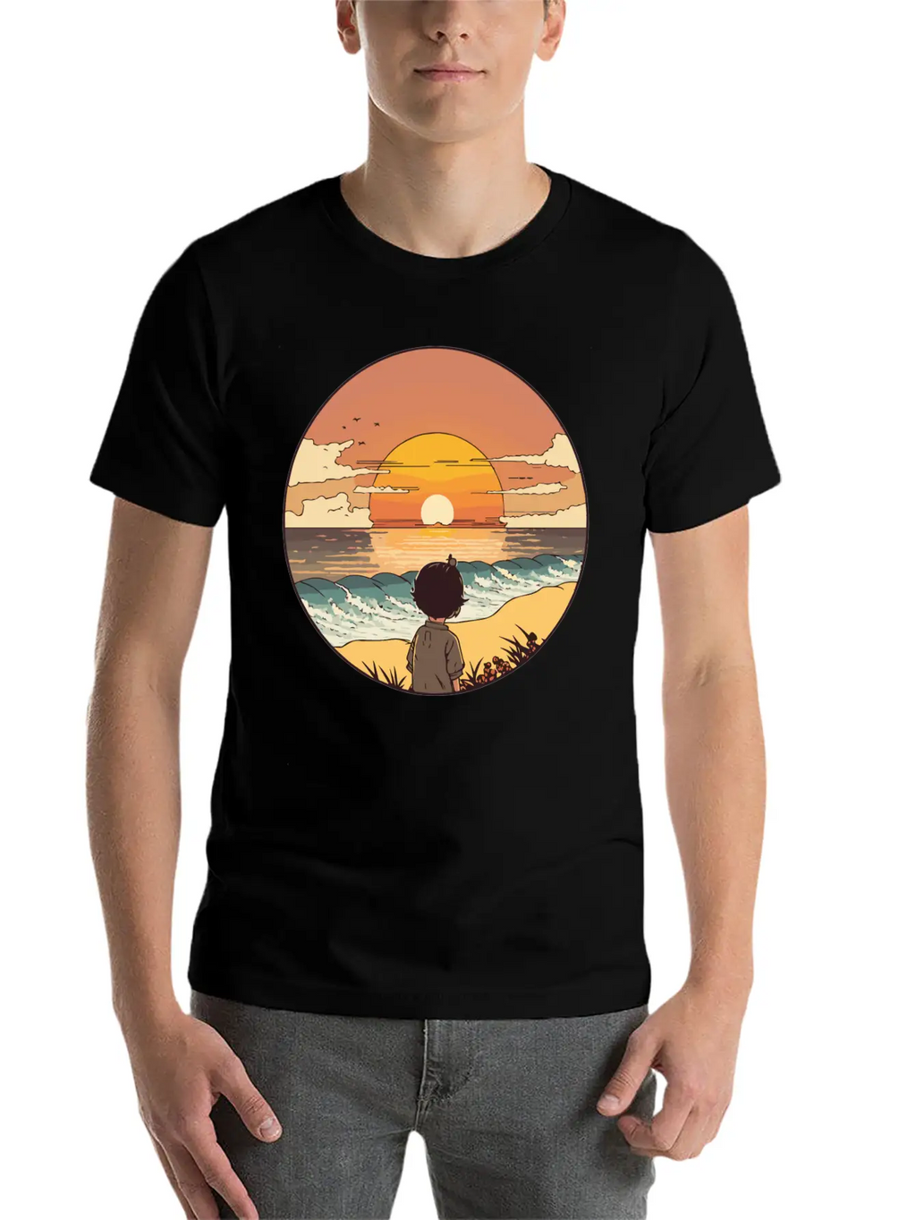 Sunset Beach Unisex Short Sleeve Soft Cotton T-Shirt – Casual Everyday Wear