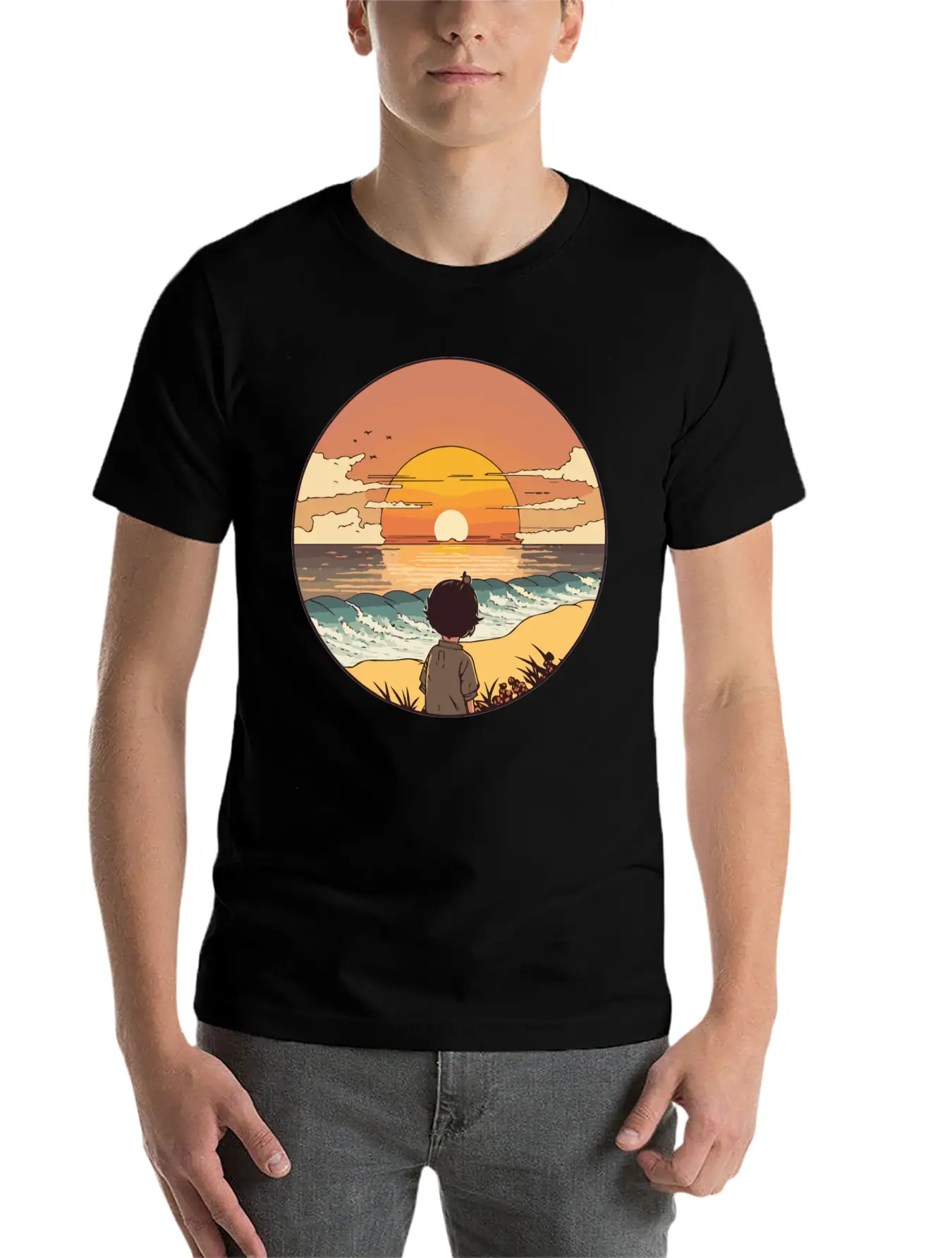 Sunset Beach Unisex Short Sleeve Soft Cotton T-Shirt – Casual Everyday Wear