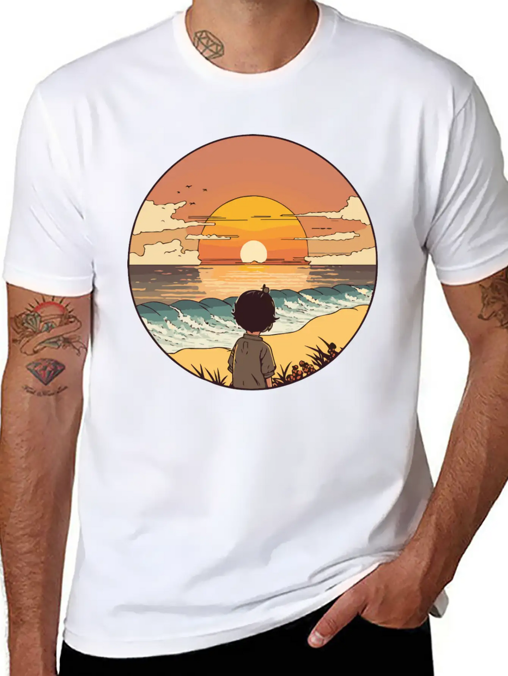 Sunset Beach Unisex Short Sleeve Soft Cotton T-Shirt – Casual Everyday Wear