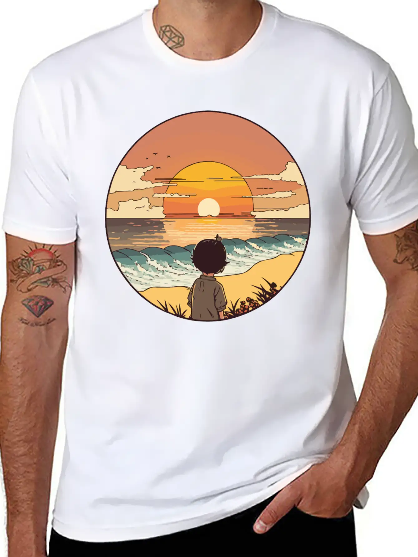 Sunset Beach Unisex Short Sleeve Soft Cotton T-Shirt – Casual Everyday Wear