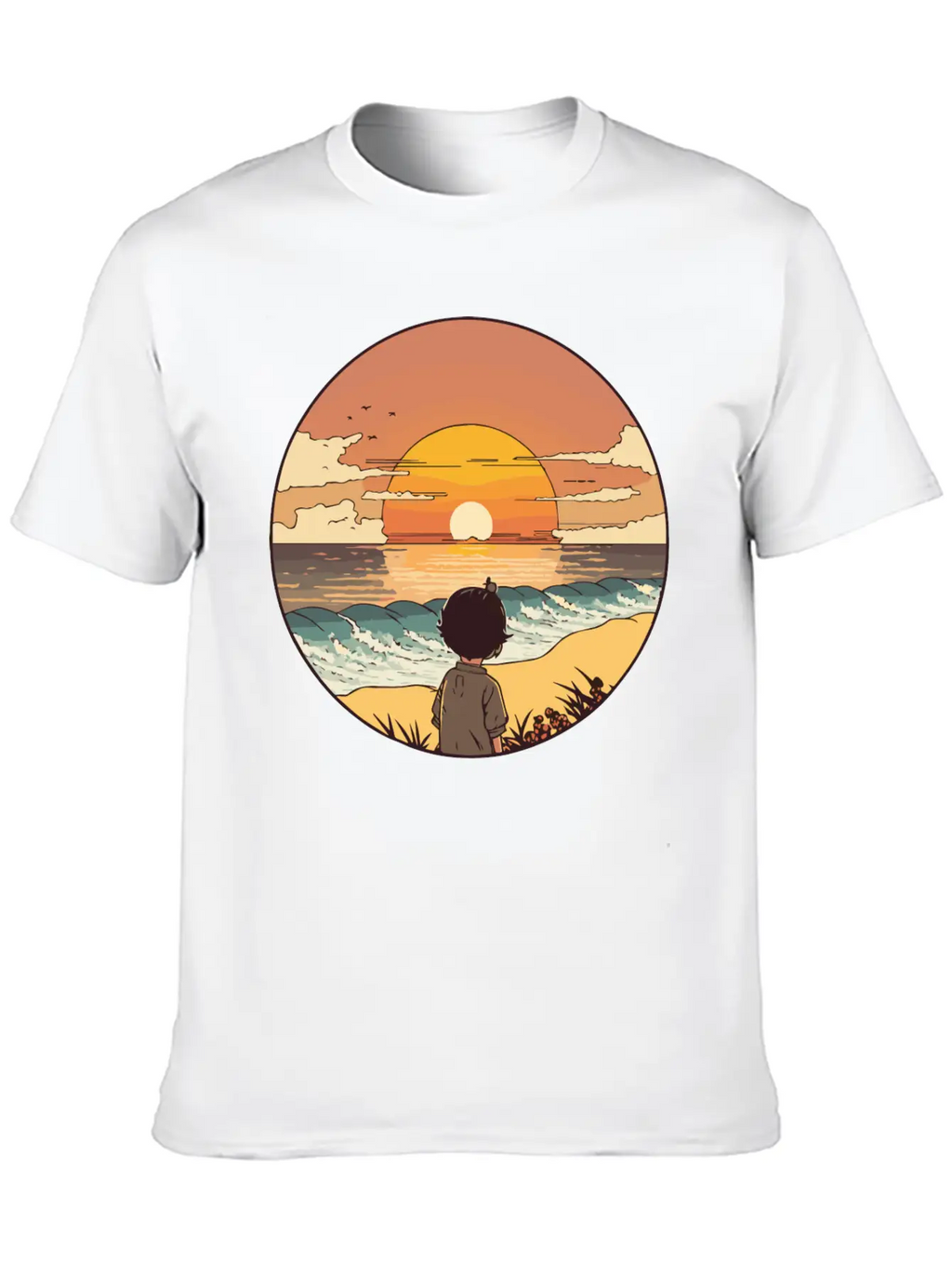 Sunset Beach Unisex Short Sleeve Soft Cotton T-Shirt – Casual Everyday Wear