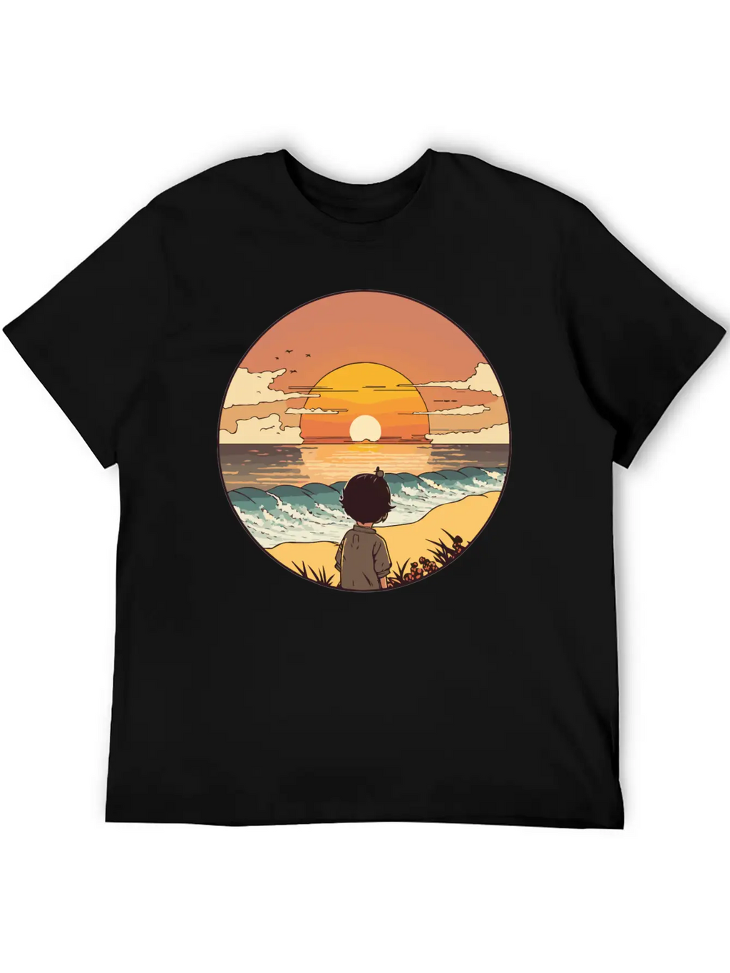 Sunset Beach Unisex Short Sleeve Soft Cotton T-Shirt – Casual Everyday Wear