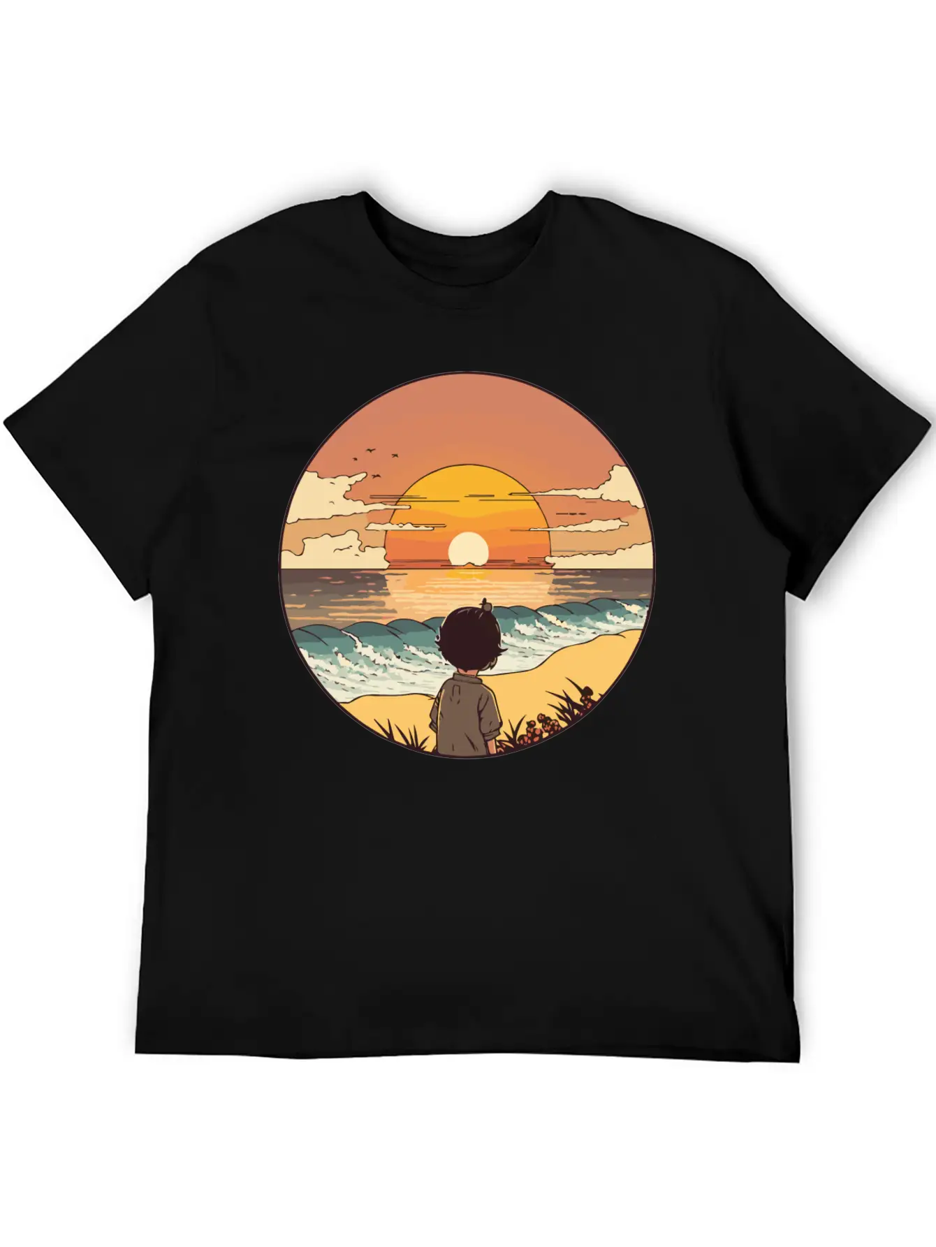 Sunset Beach Unisex Short Sleeve Soft Cotton T-Shirt – Casual Everyday Wear
