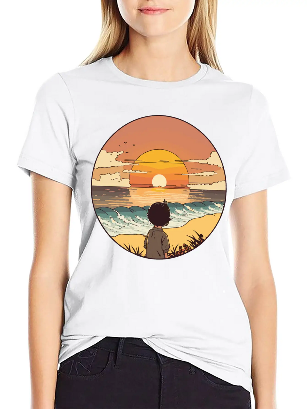 Sunset Beach Unisex Short Sleeve Soft Cotton T-Shirt – Casual Everyday Wear