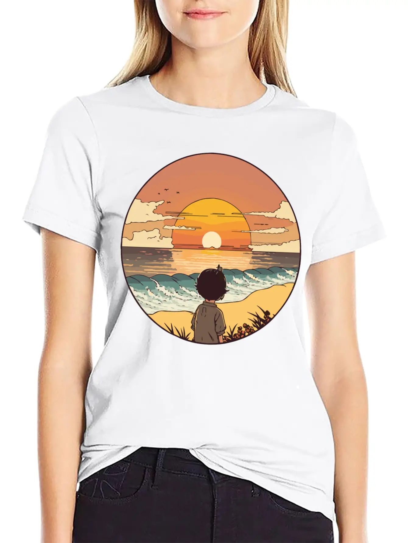 Sunset Beach Unisex Short Sleeve Soft Cotton T-Shirt – Casual Everyday Wear