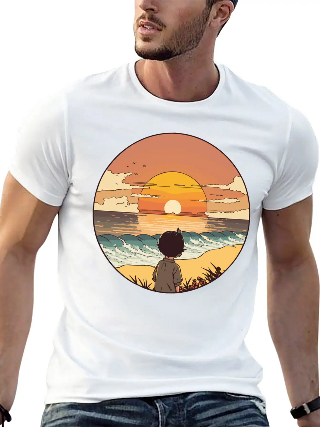 Sunset Beach Unisex Short Sleeve Soft Cotton T-Shirt – Casual Everyday Wear