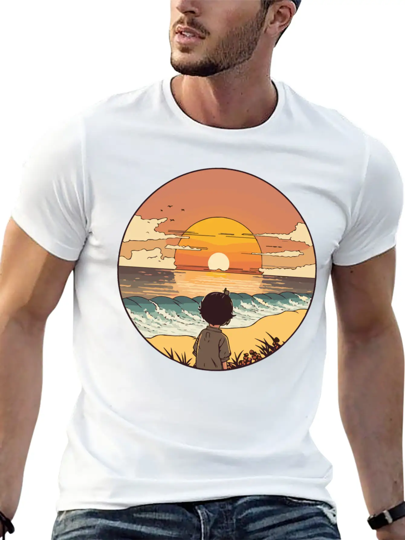 Sunset Beach Unisex Short Sleeve Soft Cotton T-Shirt – Casual Everyday Wear