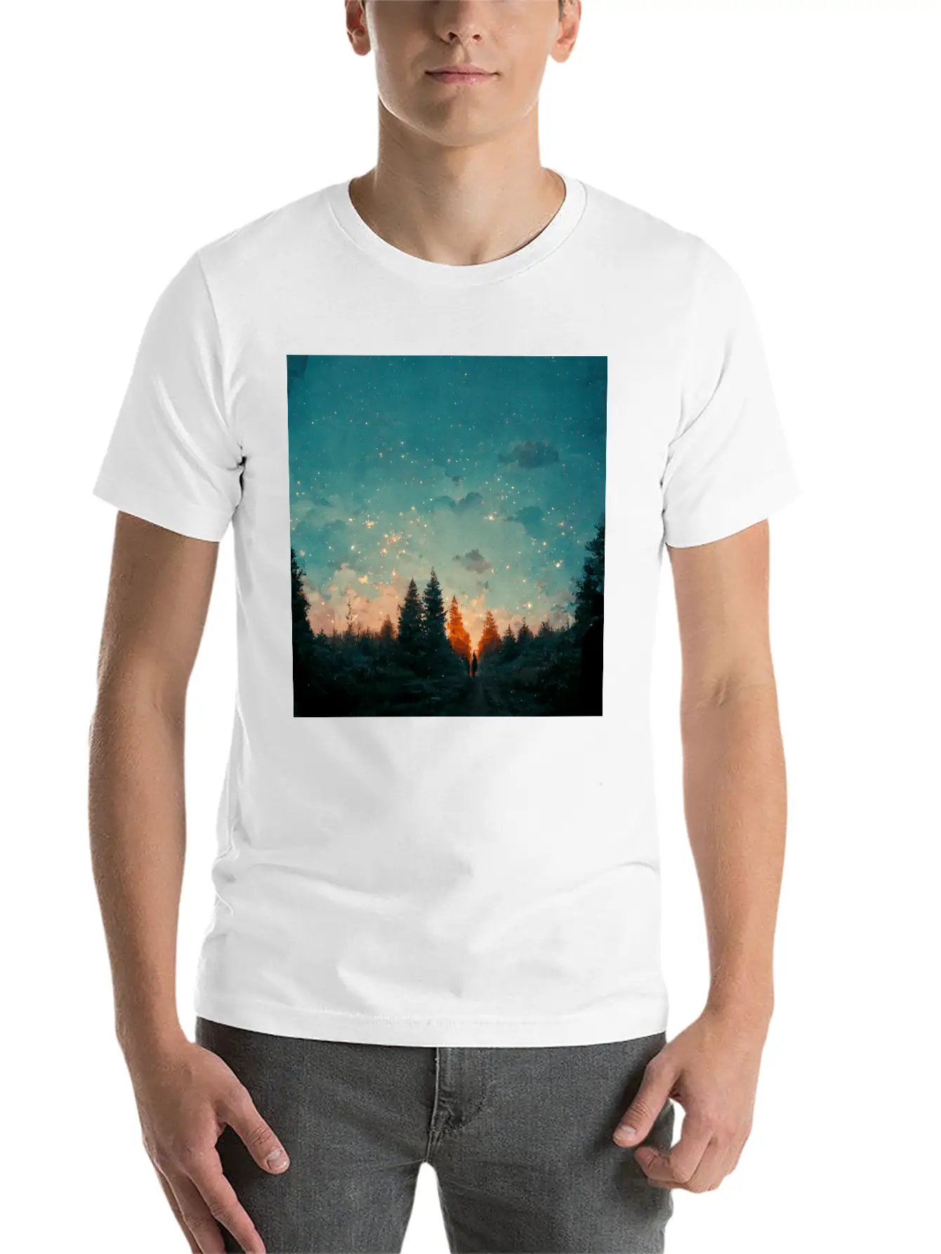 Sunset In The Forest Unisex Casual T-Shirt – Clean Design For Daily Comfort
