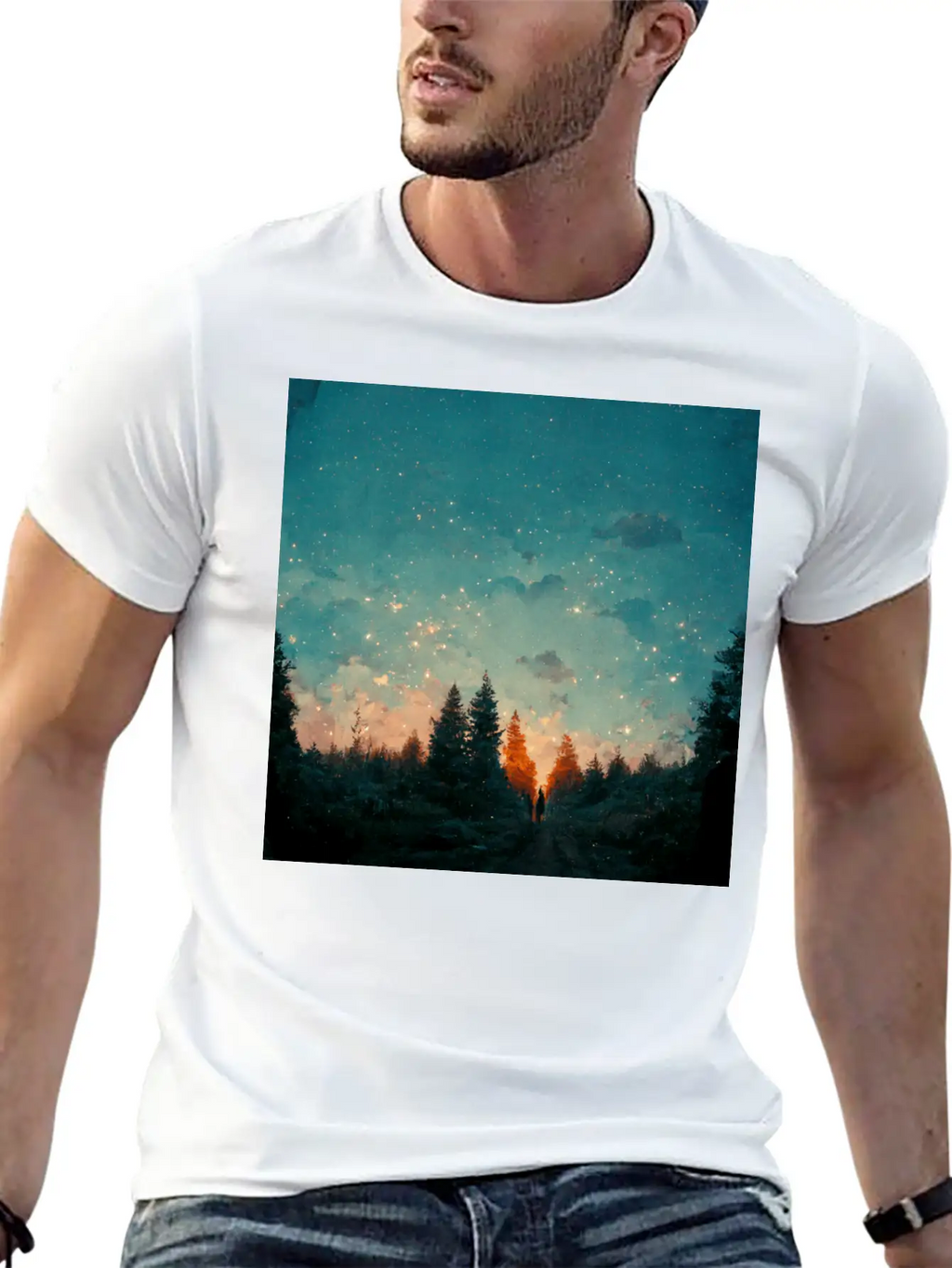 Sunset In The Forest Unisex Casual T-Shirt – Clean Design For Daily Comfort