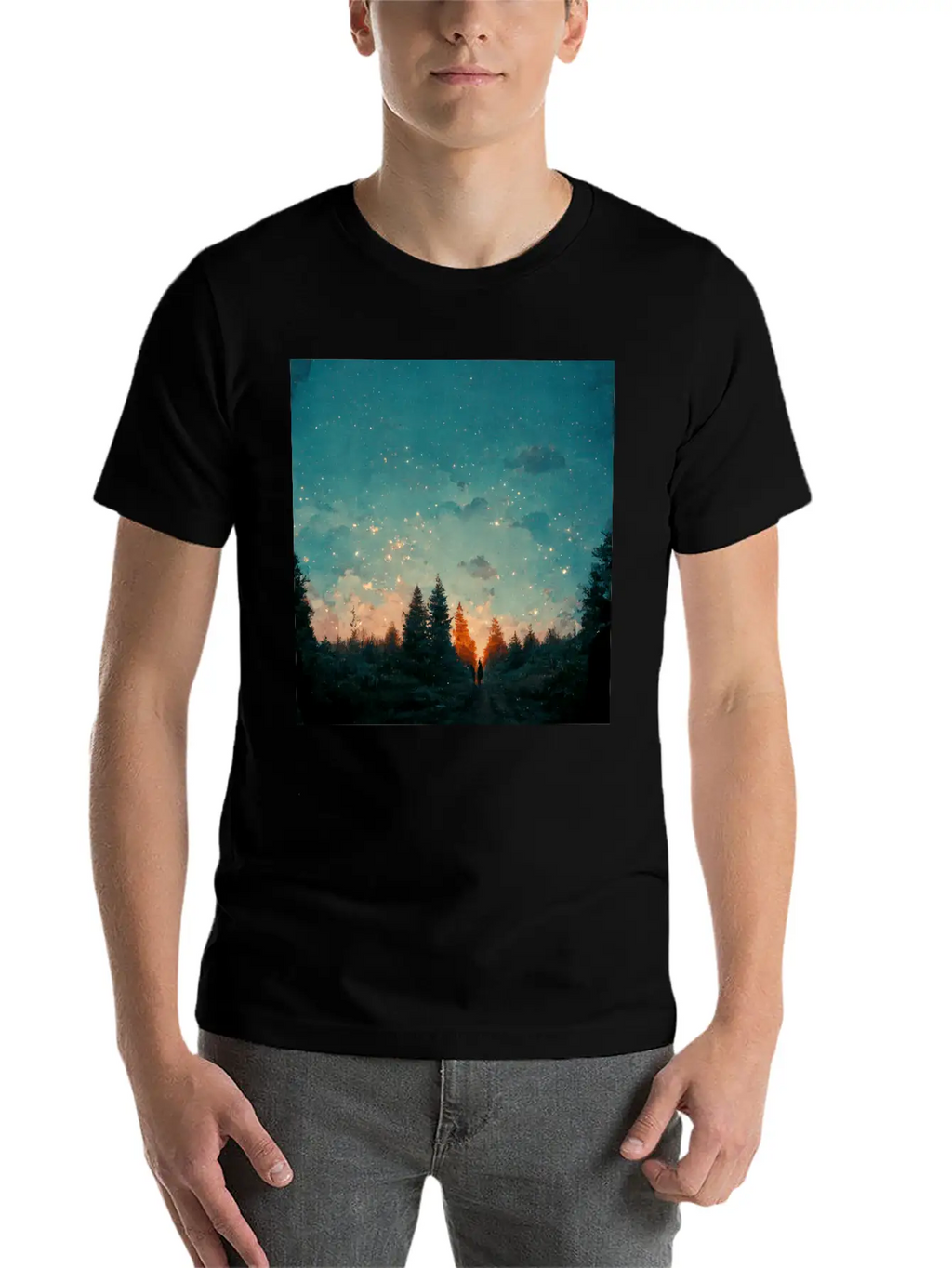 Sunset In The Forest Unisex Casual T-Shirt – Clean Design For Daily Comfort